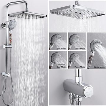 GAOZHI Duschsystem Duschgarnitur mit Regendusche, Duschset ohne Armatur Regendusche Set, mit Wassersparender Duschkopf 30x20cm Kopfbrause Eckig,Verstellbarer