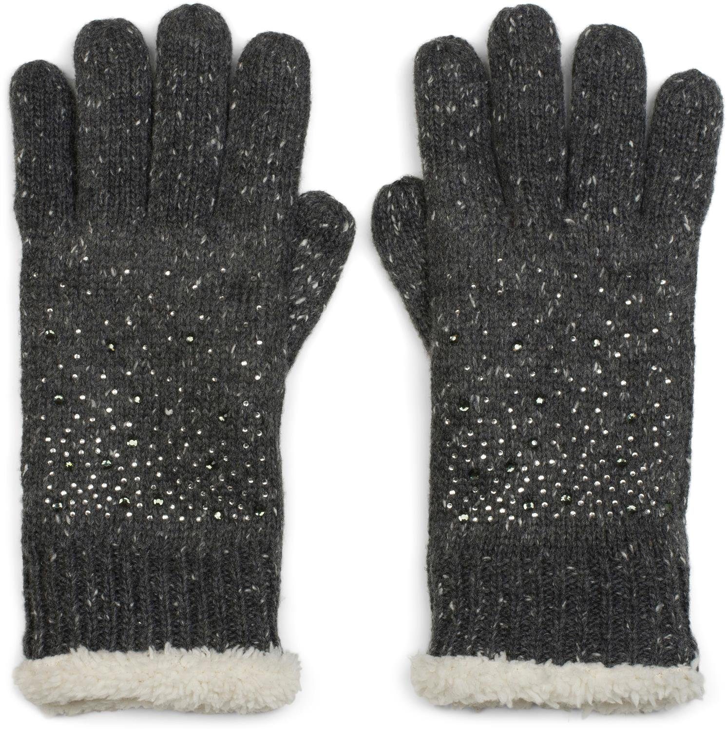 styleBREAKER Strickhandschuhe Strickhandschuhe mit Strass und Fleece (1-St) günstig online kaufen