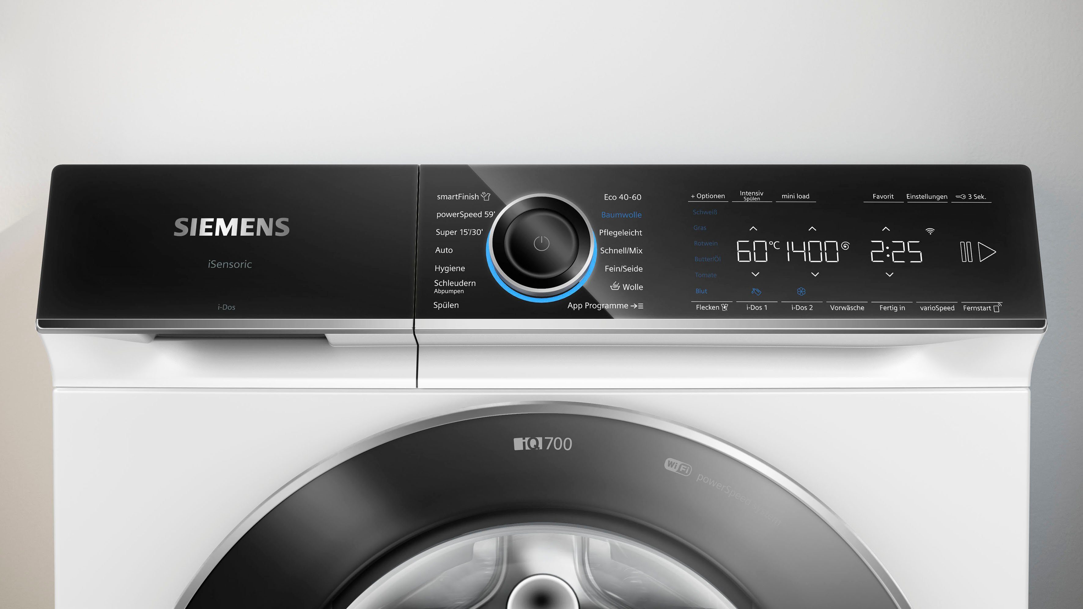 SIEMENS Waschmaschine iQ700 WG44B2A40, 9 kg, 1400 U/min, Made in Germany, automatische Waschmitteldosierung i-Dos, smartFinish
