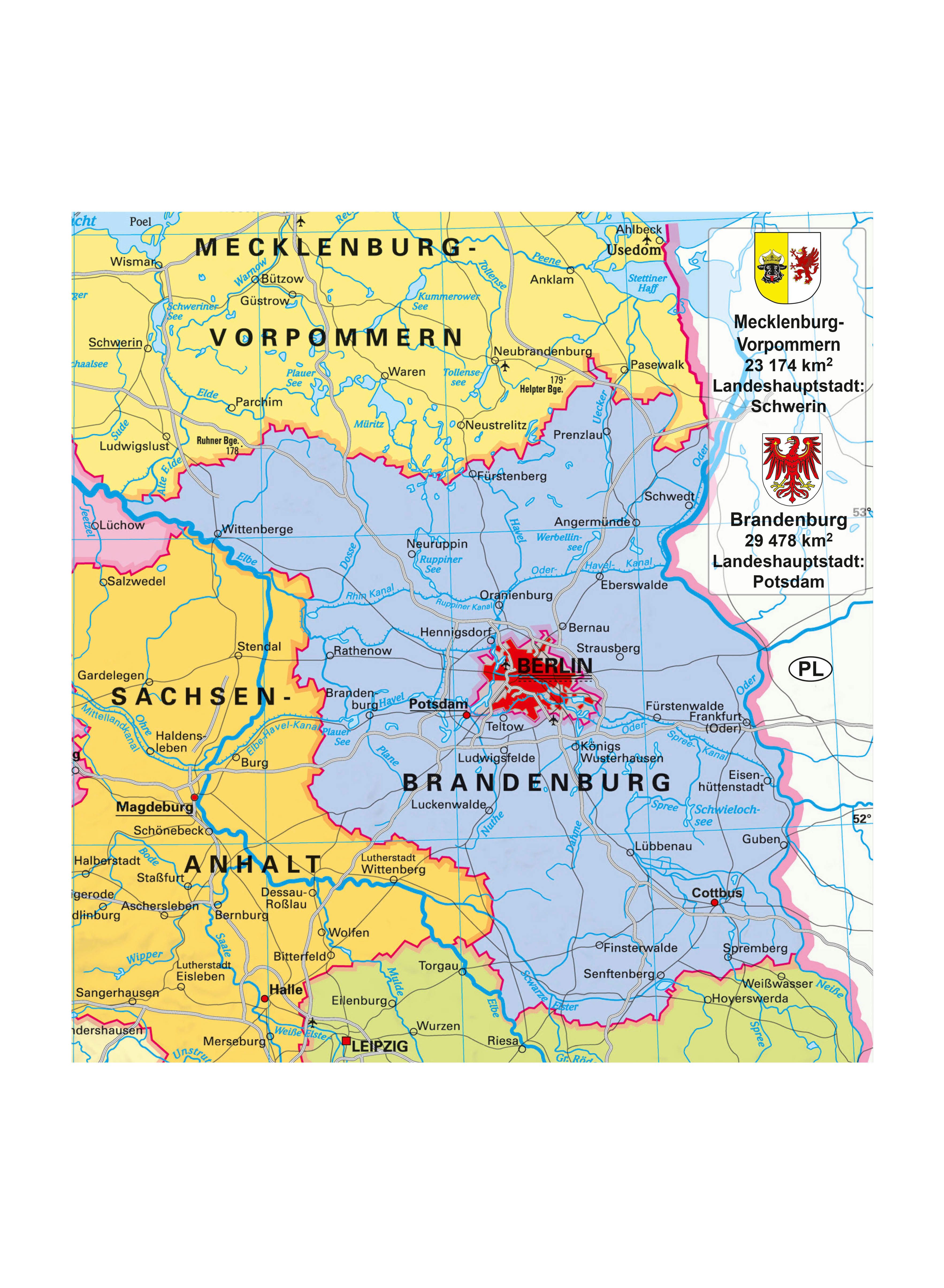 STIEFEL Poster Deutschland politisch mit Bundesländerwappen Lernposter, DIN A1