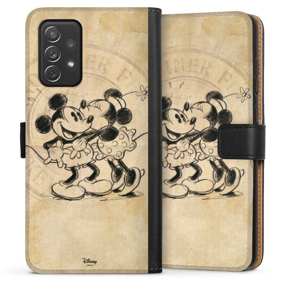 DeinDesign Handyhülle Mickey Mouse Minnie Mouse Vintage Minnie&Mickey, Samsung Galaxy A72 Hülle Handy Flip Case Wallet Cover