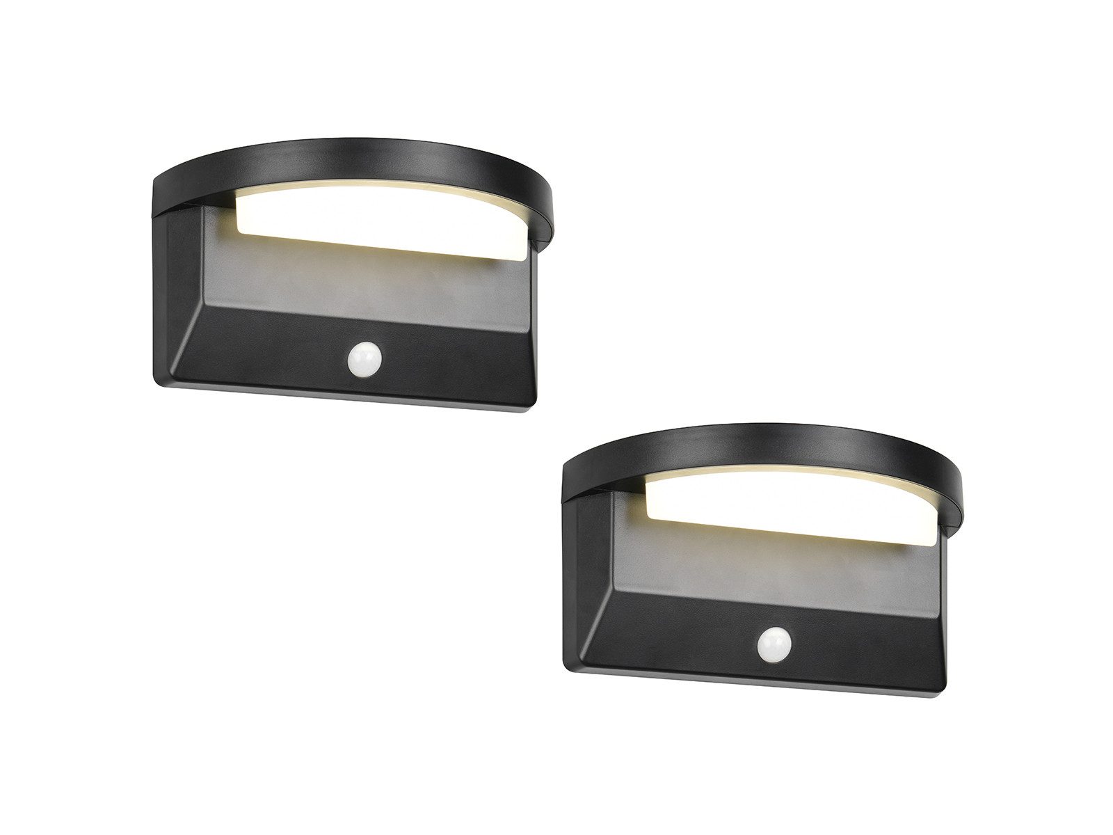 Reality Leuchten LED Solarleuchte, Bewegungsmelder, LED fest integriert, Neutralweiß, 2er SET Wand Außen-Leuchten mit Solar, Akku auch per USB aufladbar