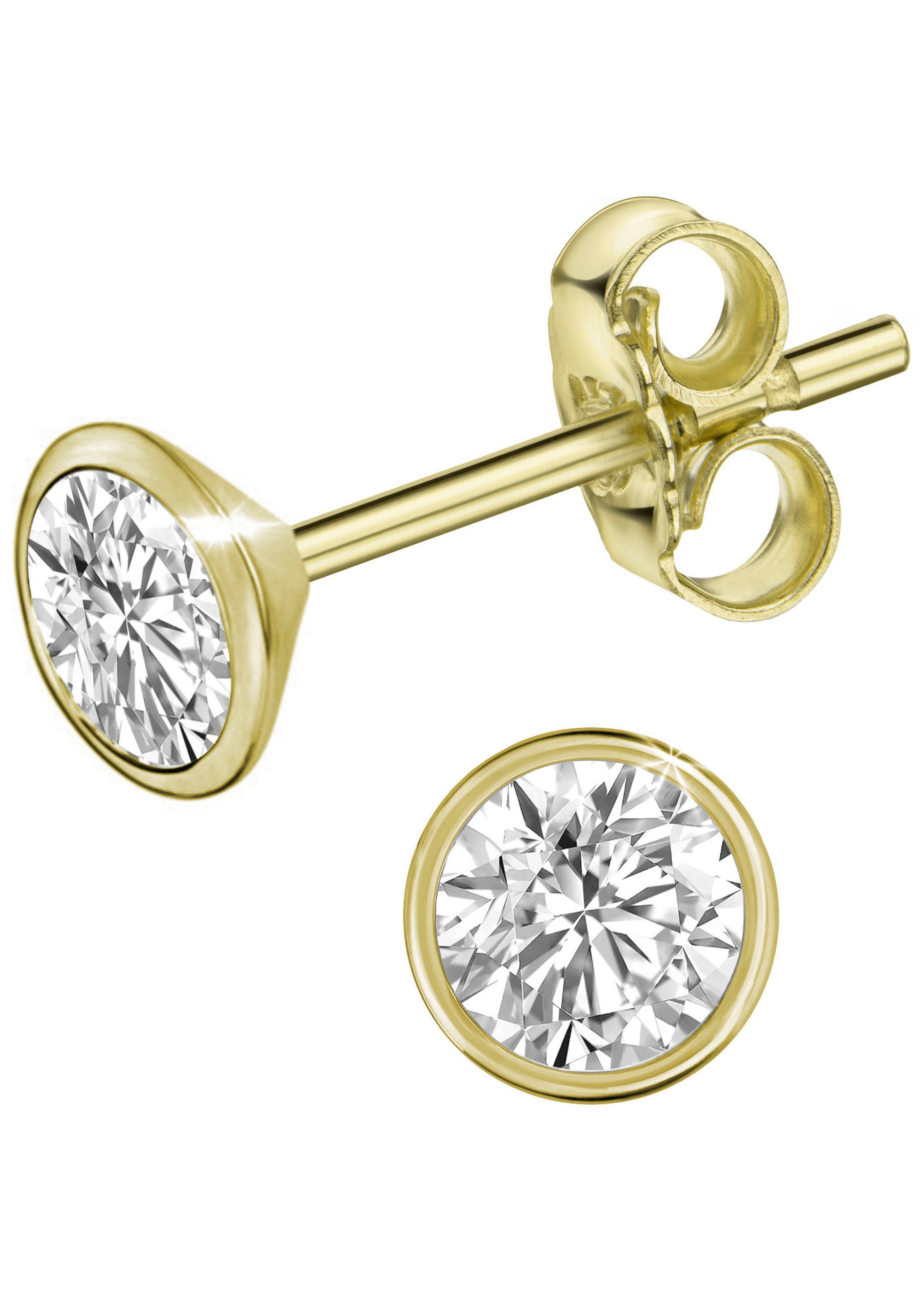 Firetti Paar Ohrstecker Schmuck Geschenk Gold 585 Ohrschmuck Solitär, mit Brillant - Zargenfassung