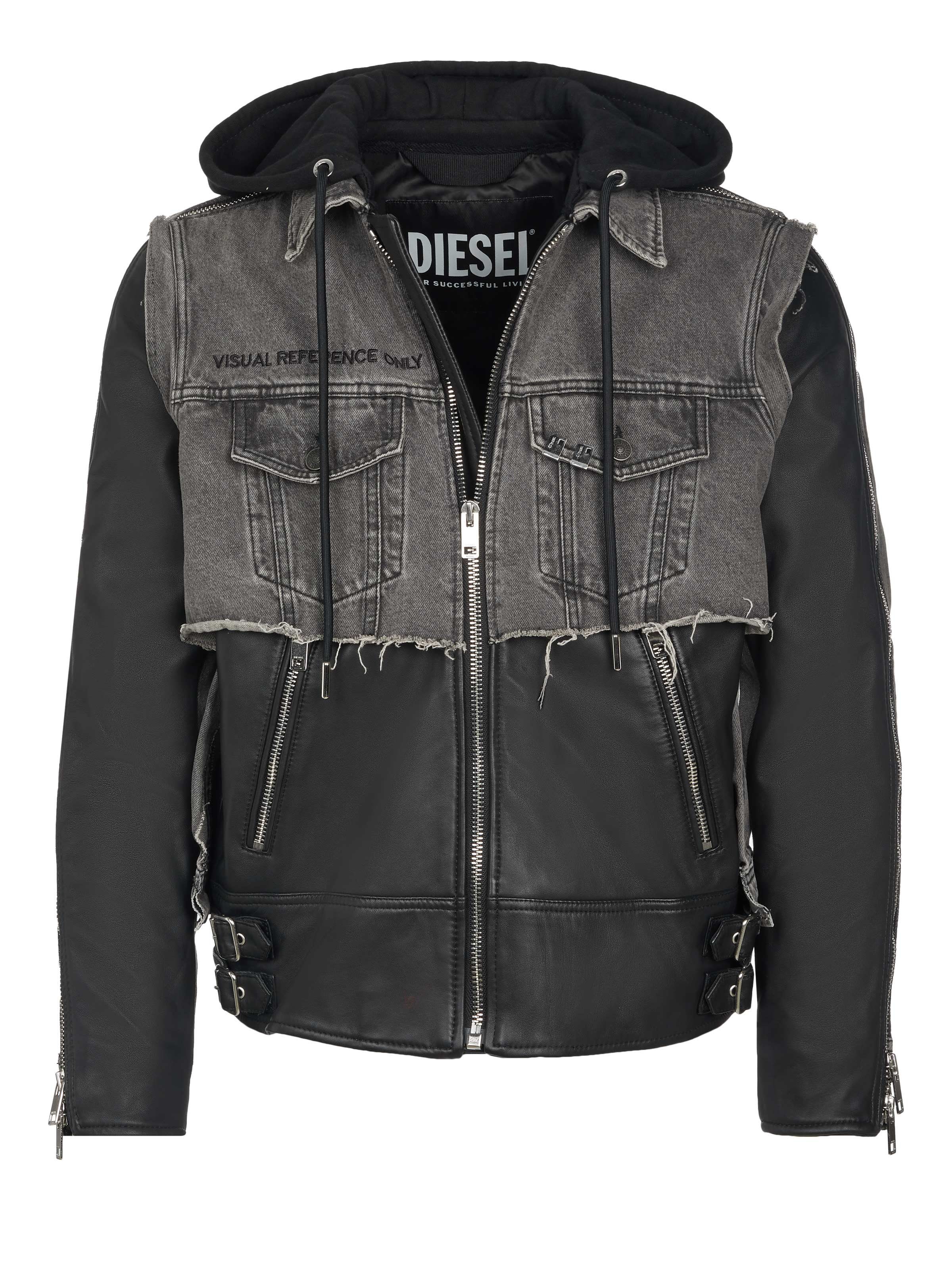Diesel Lederjacke Diesel Jacke schwarz-grau