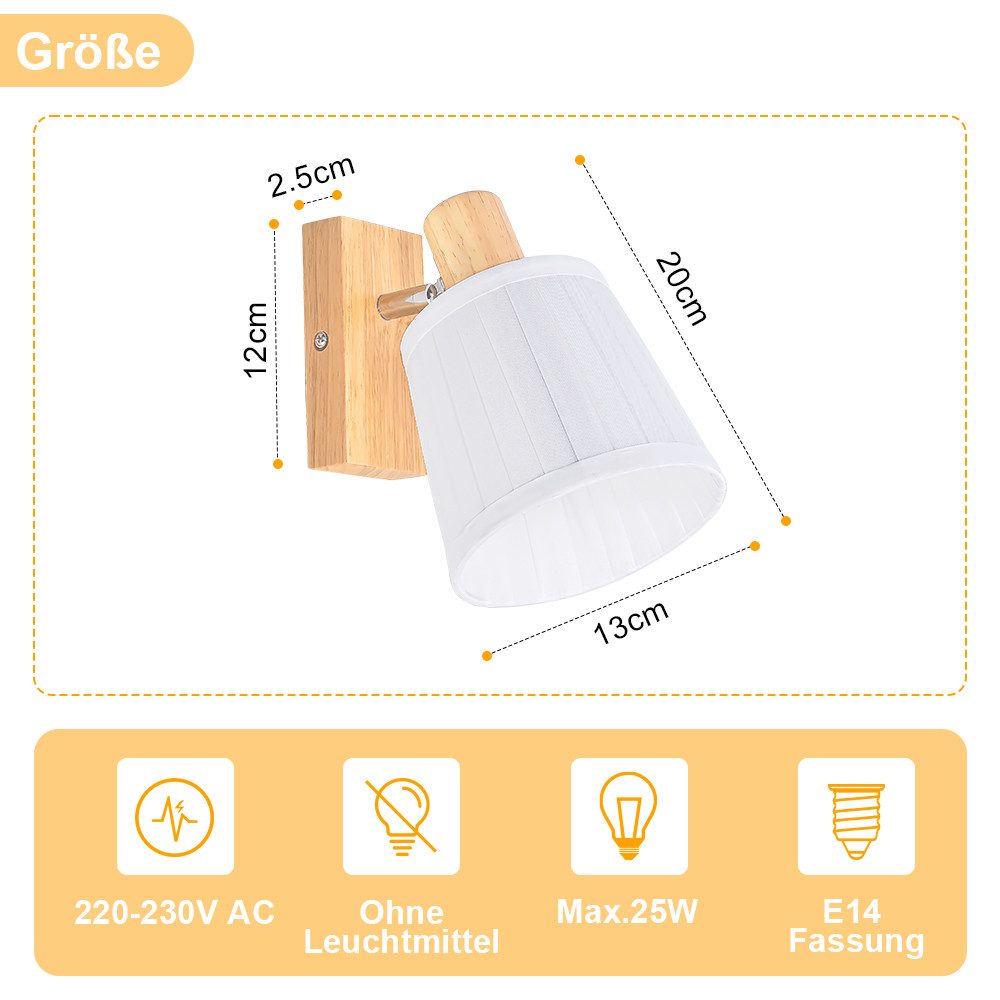 Nettlife Deckenstrahler Retro 1/2/3/4Flammig Holz Deckenleuchte E14 Vintage Boho Deckenspots, Schwenkbar 350°, ohne Leuchtmittel, für Wohnzimmer Schlafzimmer Küche Flur