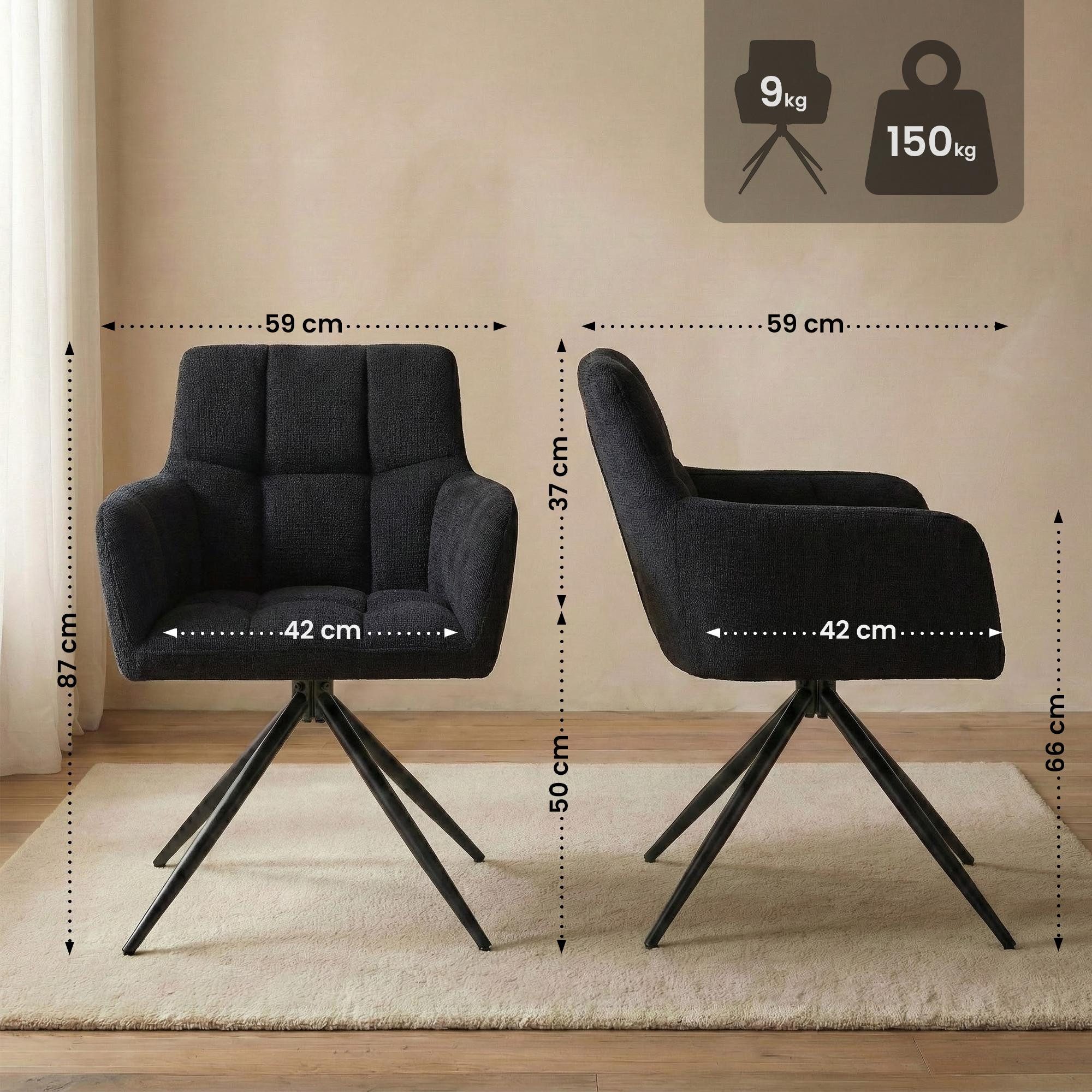 CLP Esszimmerstuhl Jonah (2er Set, 2 St), drehbar mit Armlehnen, bis 150 kg günstig online kaufen