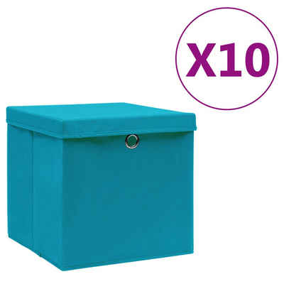 vidaXL Aufbewahrungsbox Aufbewahrungsboxen mit Deckeln 10 Stk. 28x28x28 cm Babyblau