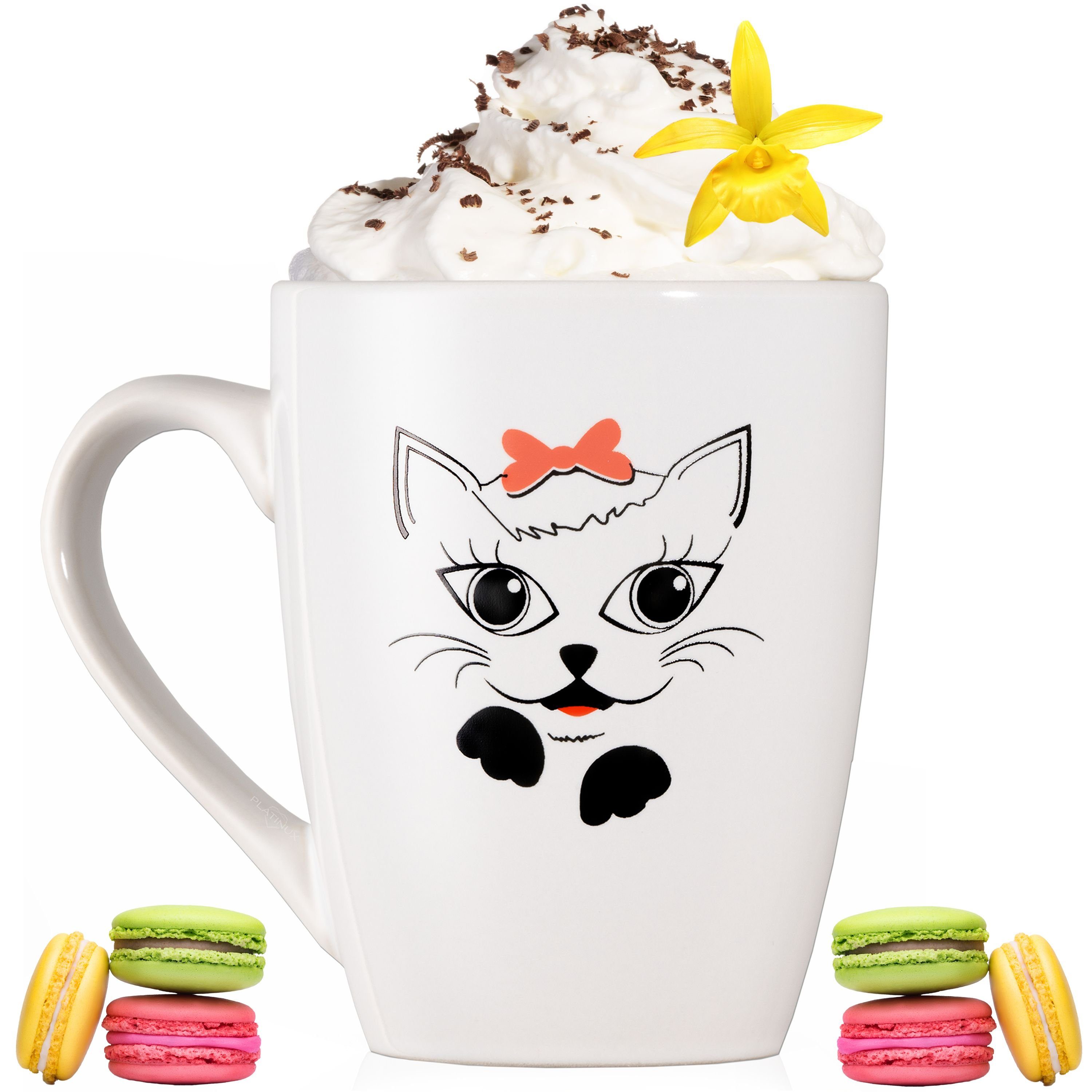 PLATINUX Tasse Kaffeetasse mit Katzen Motiv "Bella" Keramik 250ml, Keramik, mit Griff (max. 300ml) Tasse Teetasse Kaffeebecher Teebecher