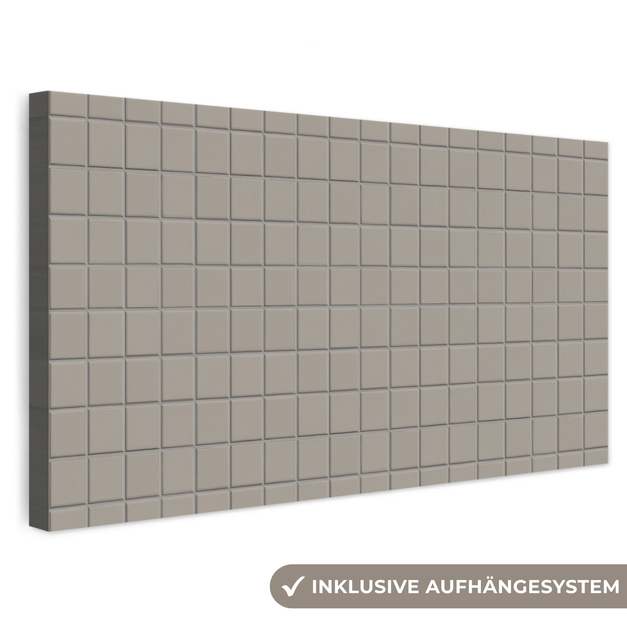 OneMillionCanvasses® Leinwandbild Panorama Fliese - Muster Kieselstein - Grau, Fotodruck (1 St), Leinwand Bilder für Wohnzimmer Schlafzimmer 60x30 cm