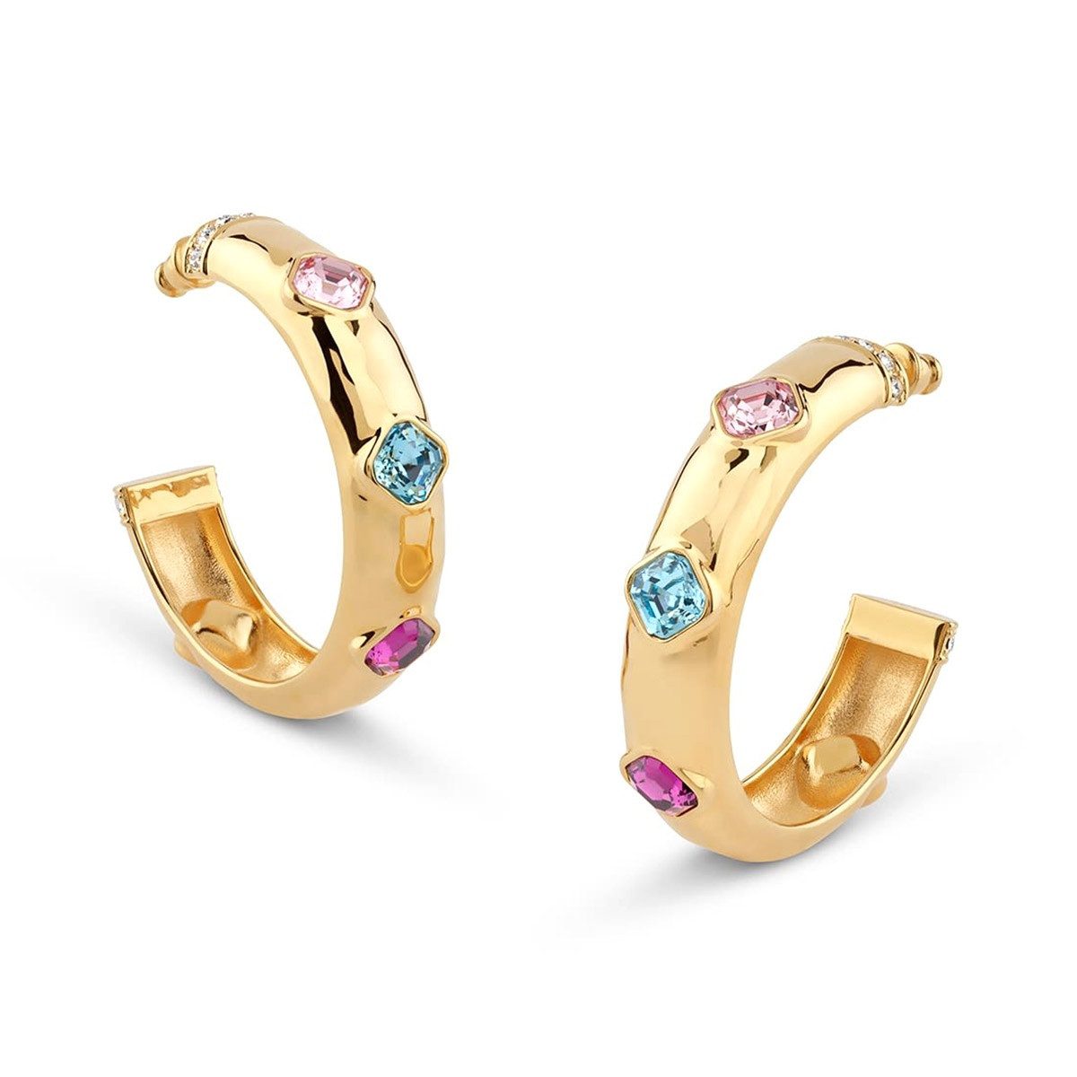 Guess Paar Creolen Damen-Multi Crystals Goldfarben