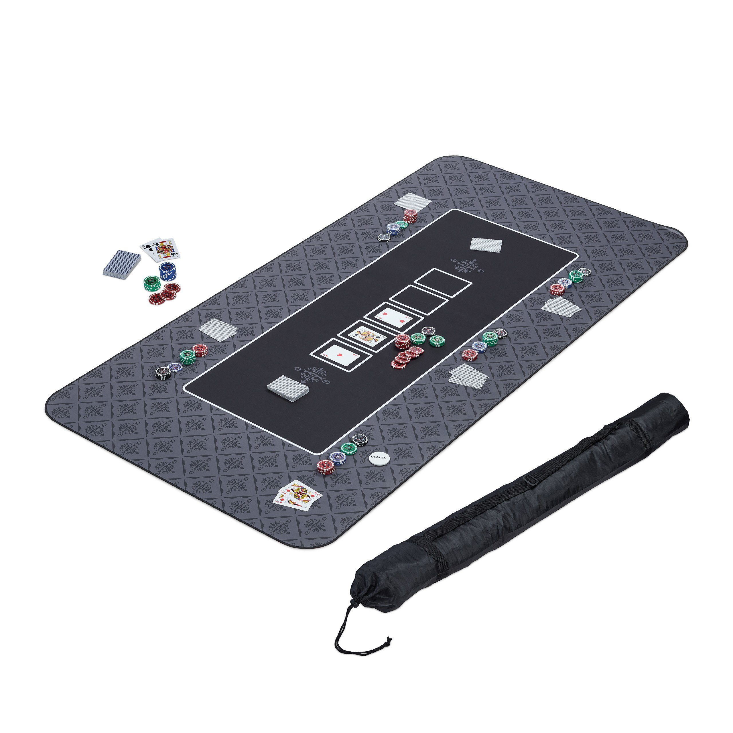 relaxdays Spieltisch Pokermatte 180x90, Schwarz günstig online kaufen