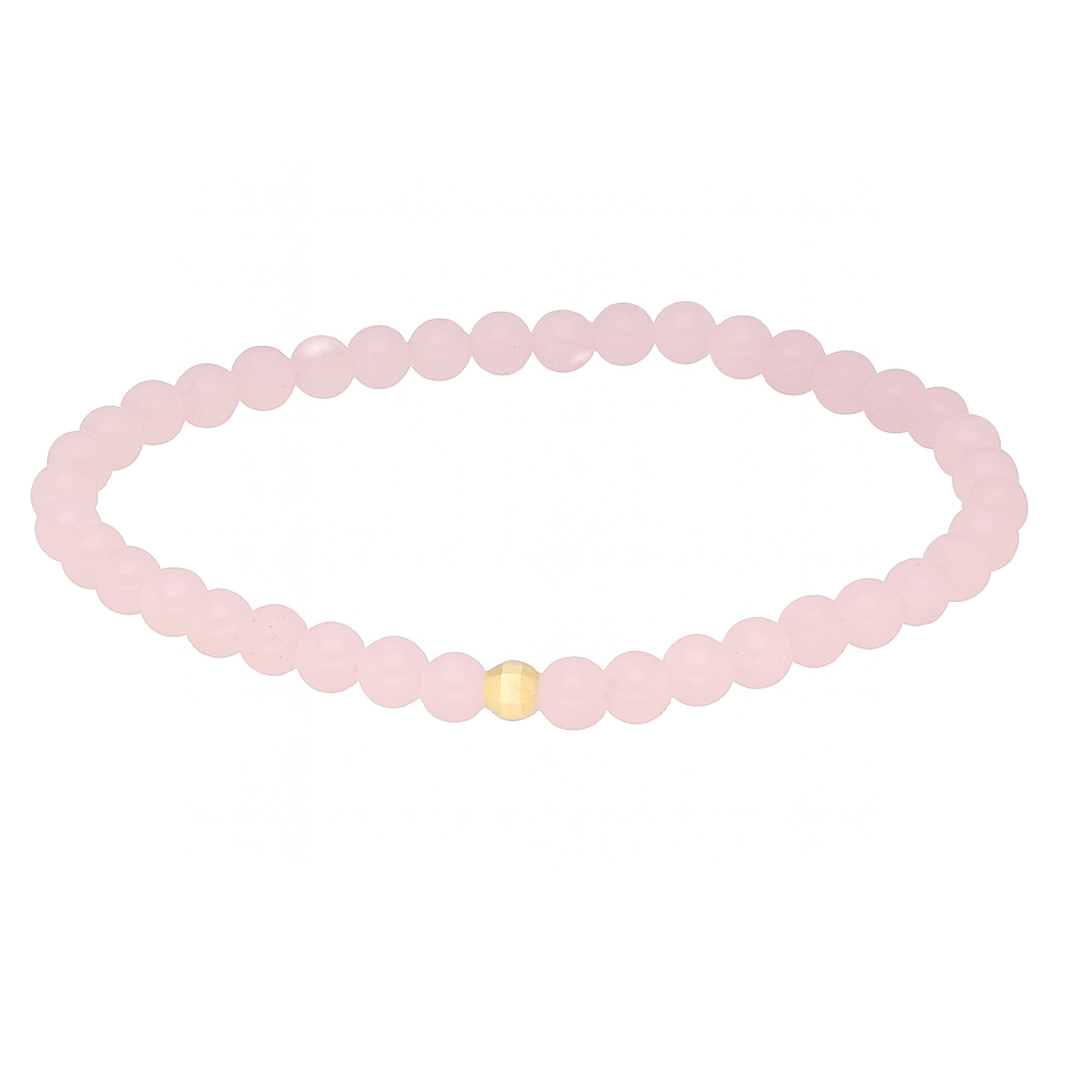 Lebensquelle Plus Armband Rosenquarz Armband 4mm Perlen – 19cm mit Silber-Goldperle