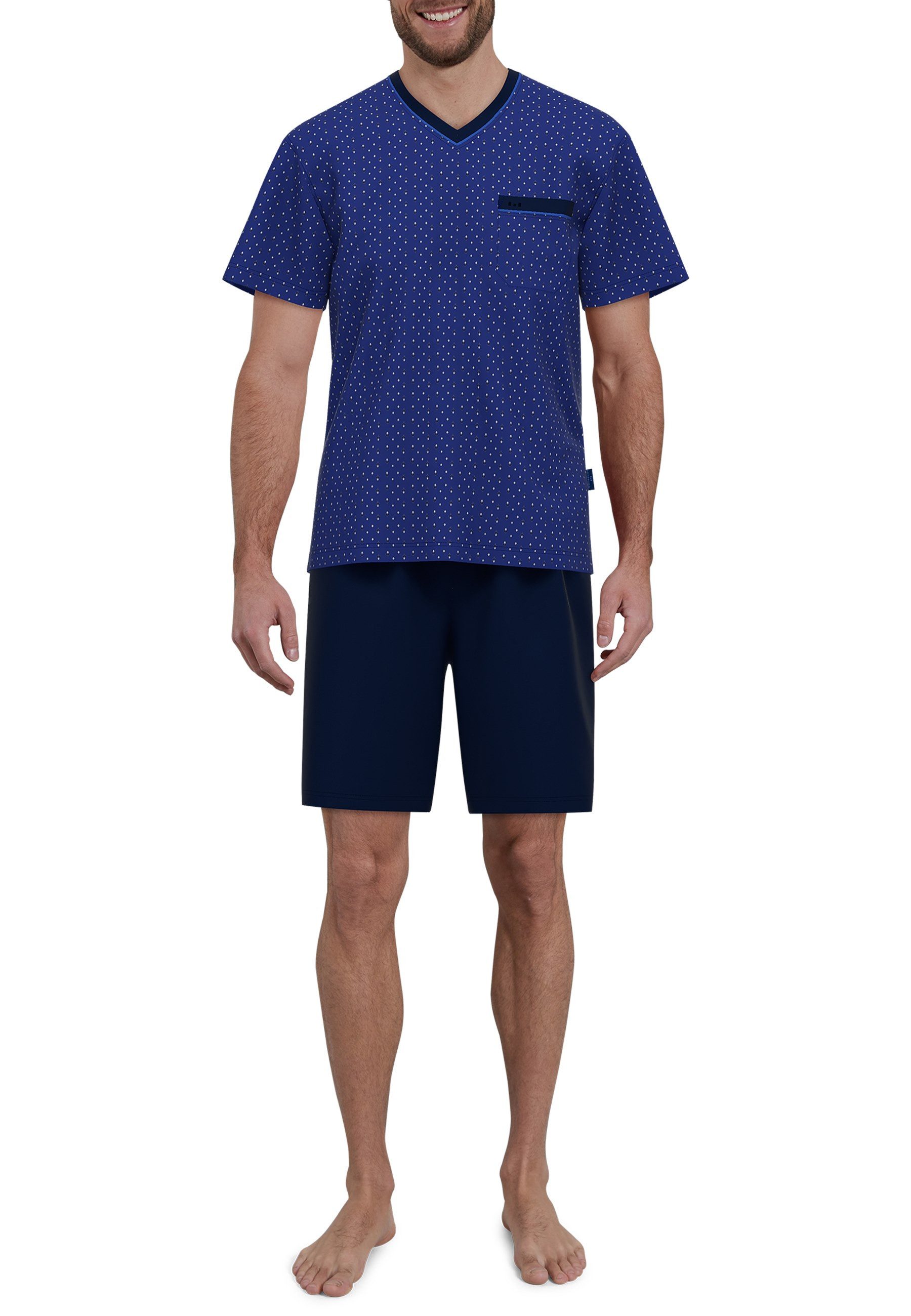 GÖTZBURG Shorty Waterford (2 tlg) Kurzarm, V-Ausschnitt, kurze Hose, Baumwollmix, atmungsaktiv, bequem