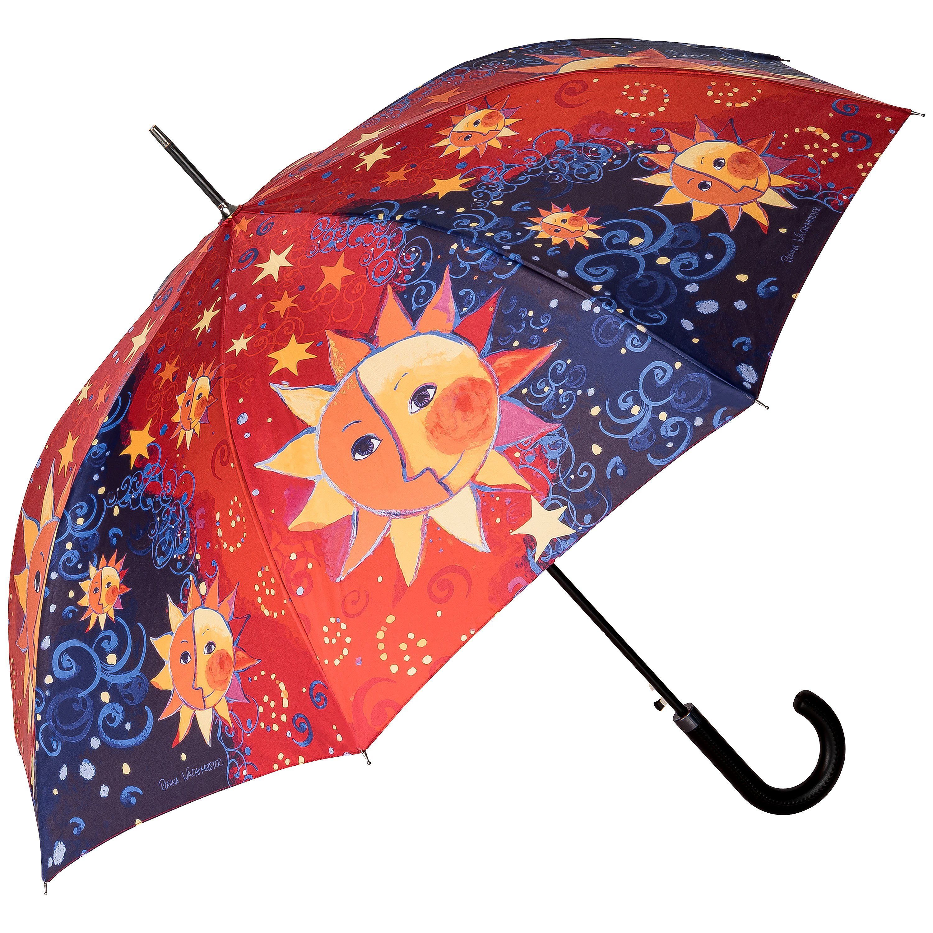 VON Kunst, Regenschirm Bunt Wachtmeister: Sonne Sole von Sterne Stockregenschirm Stabil Kunstmotiv Lilienfeld Auf-Automatik Stockschirm LILIENFELD Rosina Mond