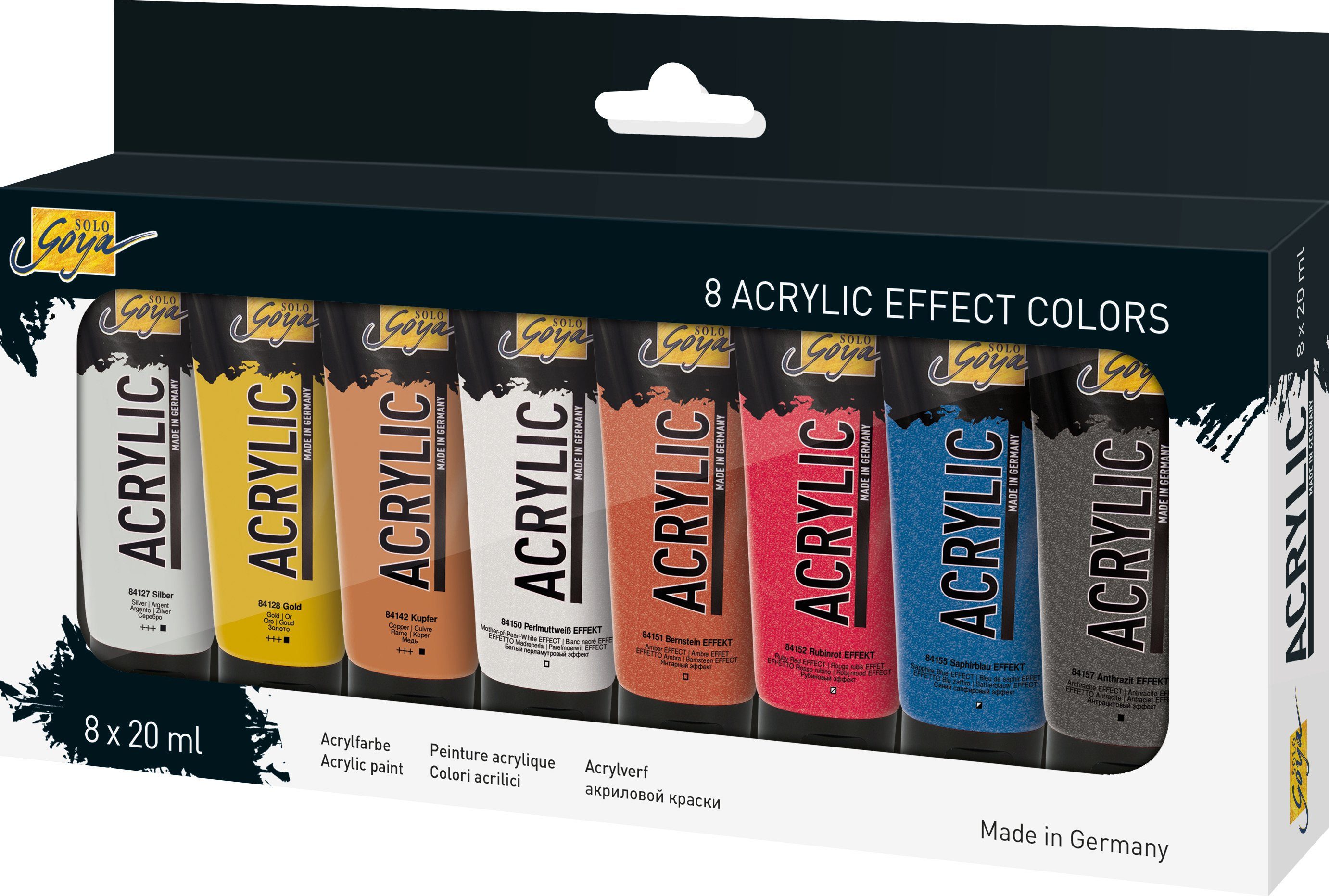 Kreul Acrylfarbe Acrylfarbe Solo Goya Acrylic Effect Colors, 8er-Set á 20 ml