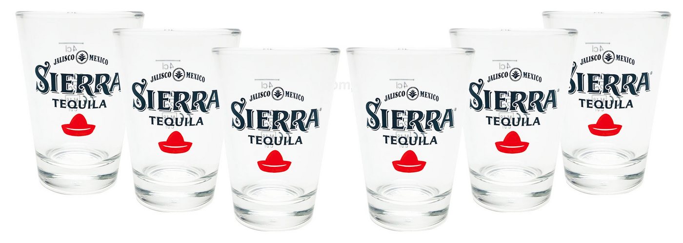 Art Gläser-Set Sierra Tequila Shotglas Lead the Party Glas Gläser 2 cl geeicht - 6e