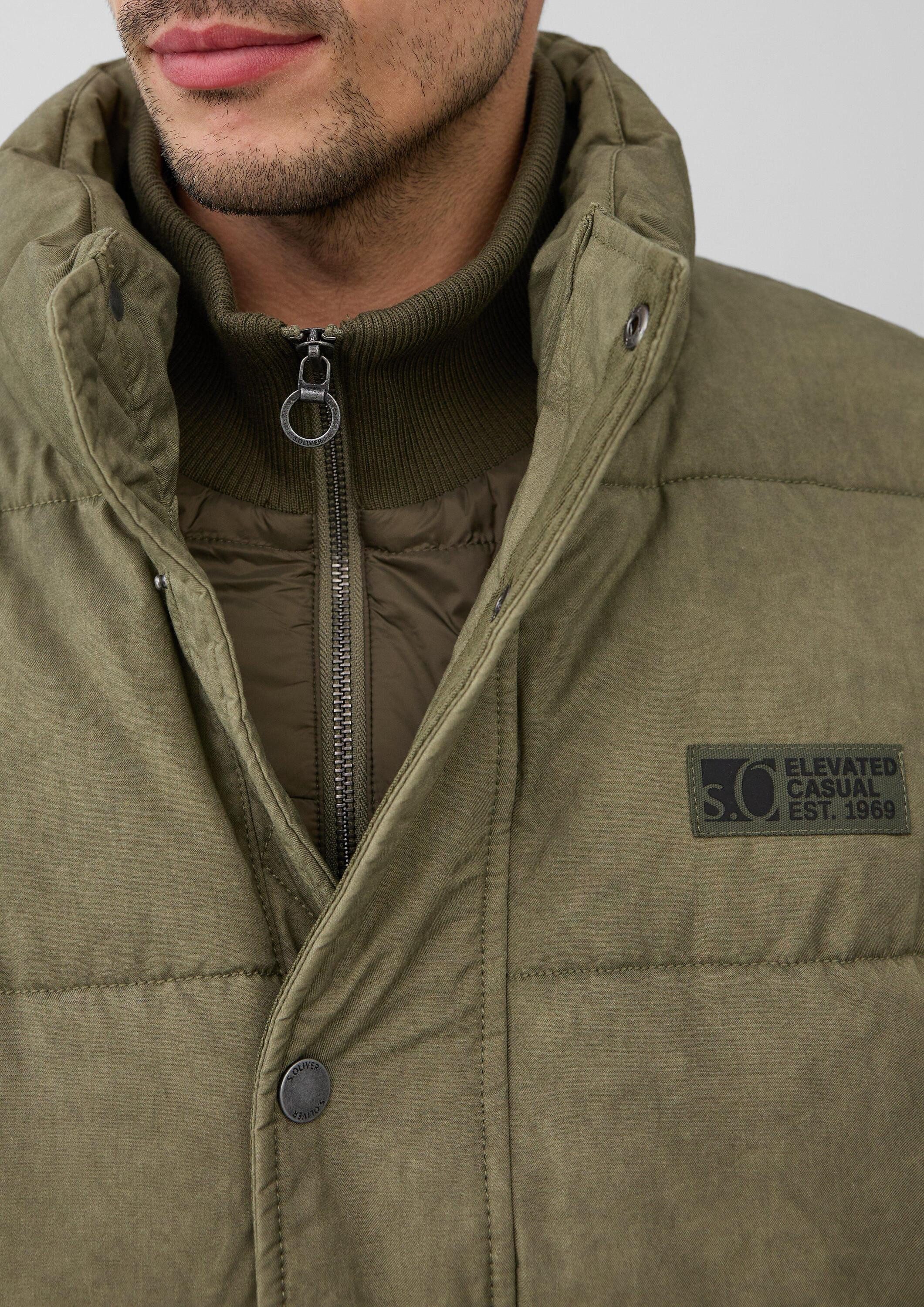 s.Oliver Winterjacke Outdoor-Jacke Gewaschene Pufferjacke aus Baumwolle mit Strickkragen
