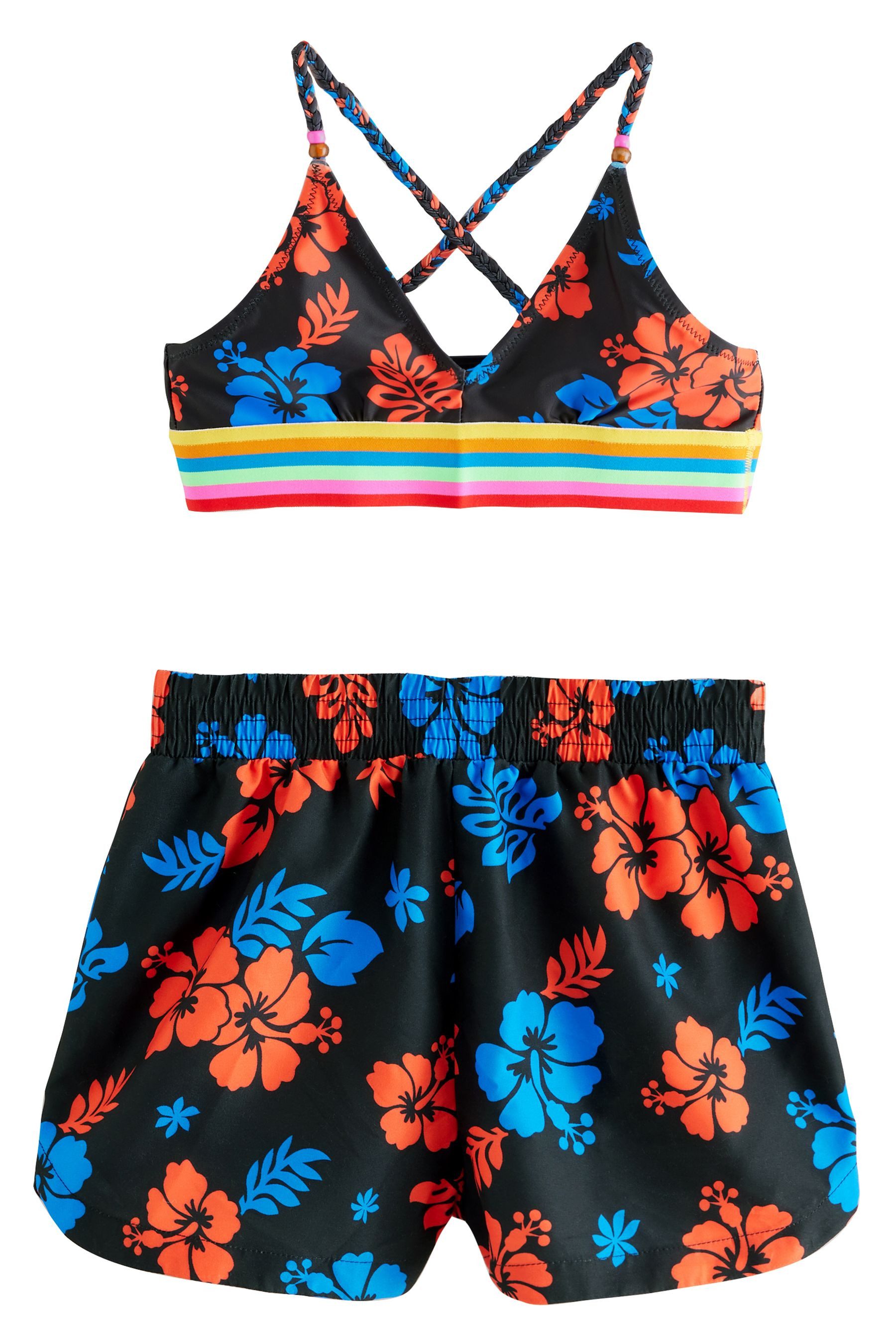 Bustier-Bikini Bikini und Strandshorts im Set