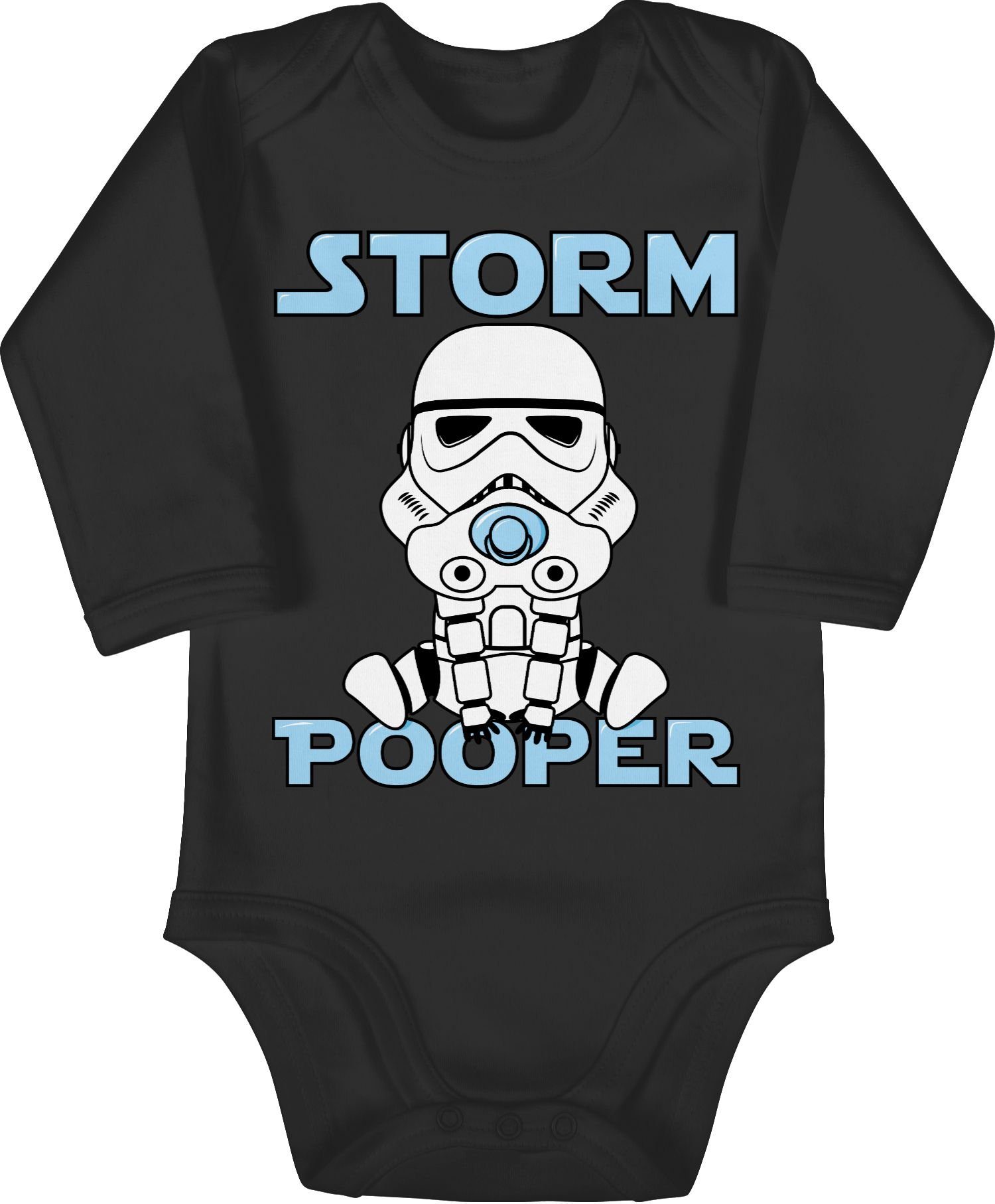 Shirtbody Shirtracer Pooper Stormpooper 2 Sprüche Baby Schwarz Storm