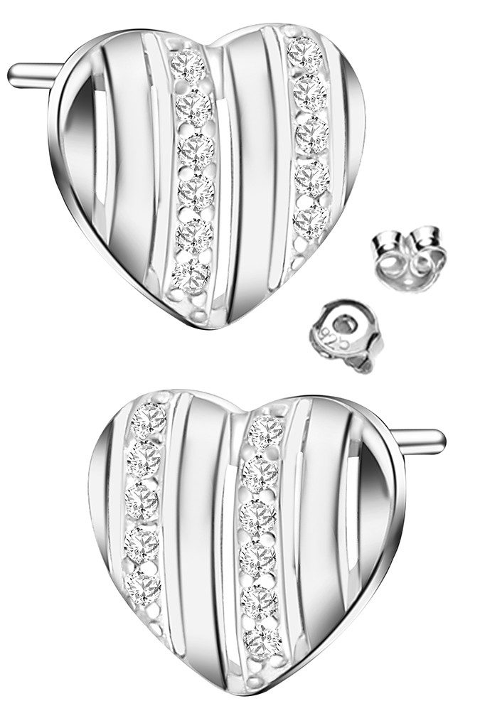 Paar Ohrstecker Ohrringe echt 925 Silber Herz Schmuck für Frauen Damen Freundin