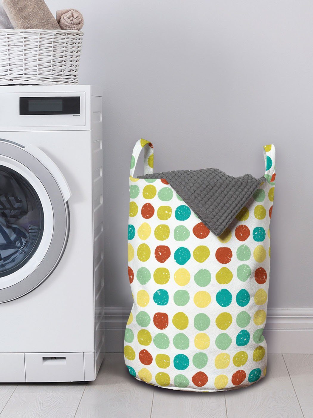 Griffen Kordelzugverschluss Grunge Waschsalons, für Abakuhaus Wäschesäckchen Wäschekorb Runden mit Bunte Geometrisch