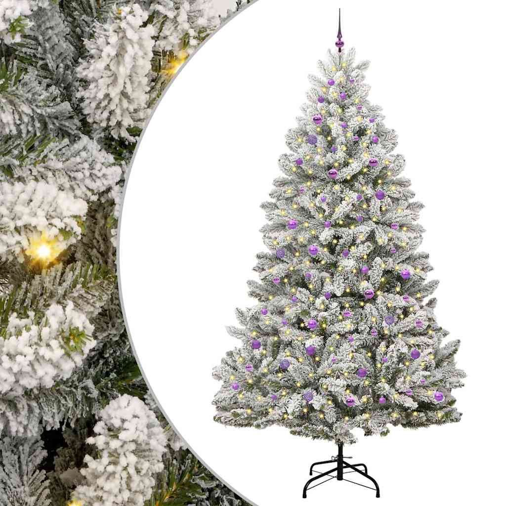 furnicato Künstlicher Weihnachtsbaum Grün und Weiß 270 cm PVC und Metall