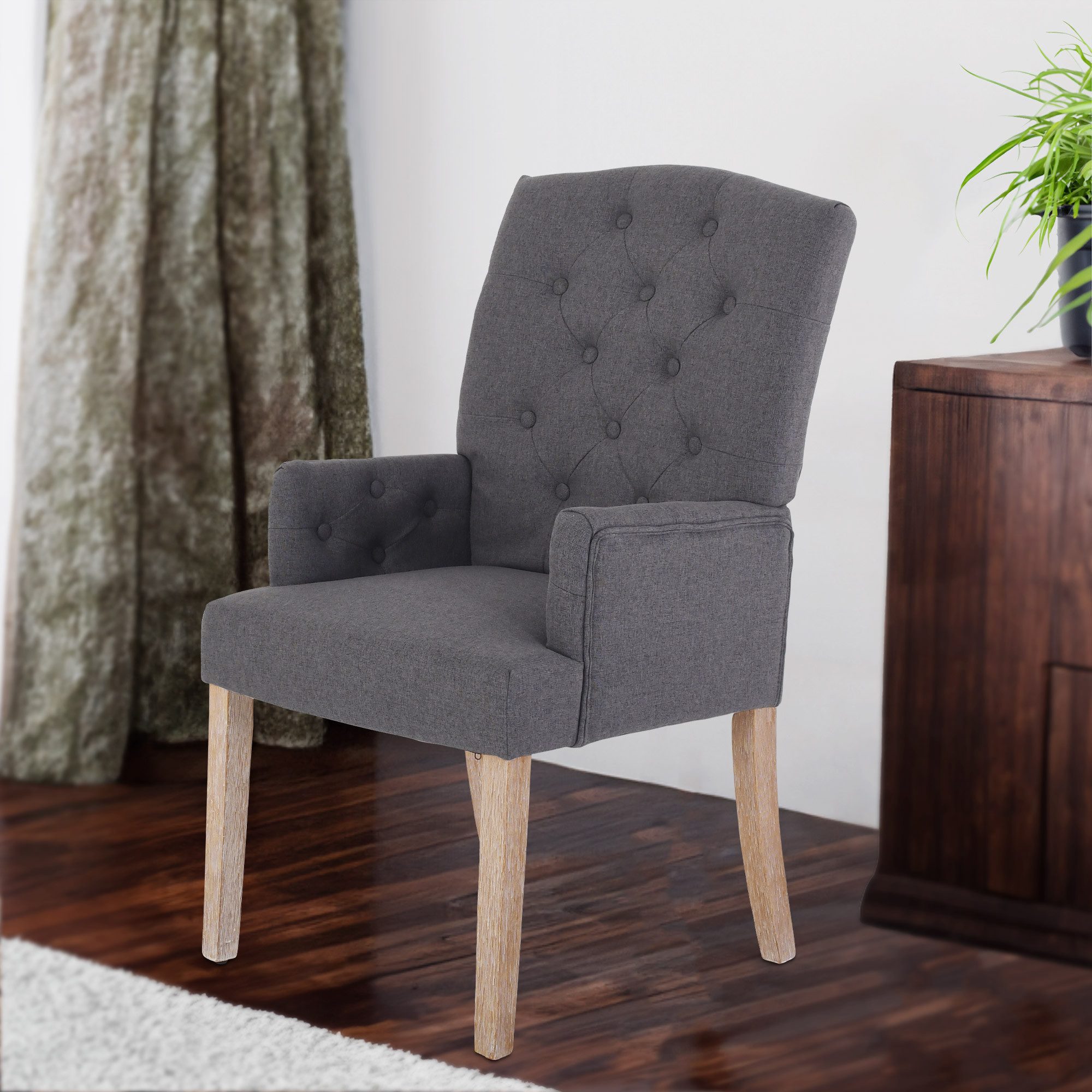 Raburg Esszimmerstuhl Polsterstuhl mit Armlehnen, Chesterfield-Design, günstig online kaufen