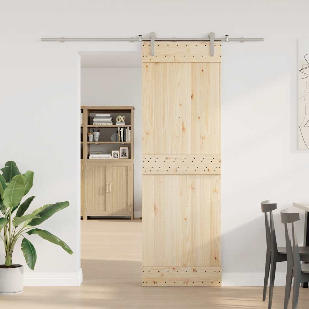vidaXL Drückergarnitur Schiebetür-Beschlagsatz 200 cm Edelstahl günstig online kaufen