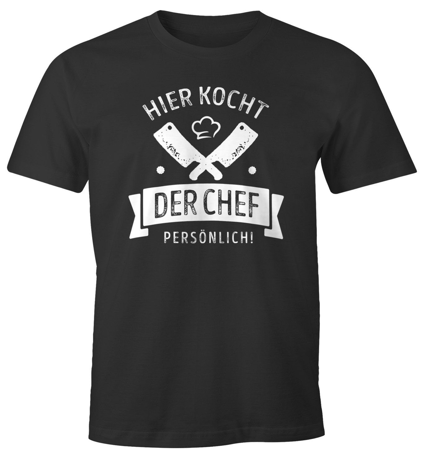 MoonWorks PrintShirt »Herren TShirt Koch mit Spruch lustig Hier kocht