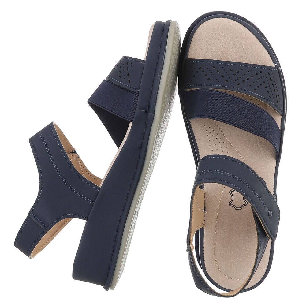 Ital-Design Damen Sandale mit Fersenriemen und Komfortsohle Riemchensandalette (91849624) Keilabsatz/Wedge Keilsandaletten in Dunkelblau