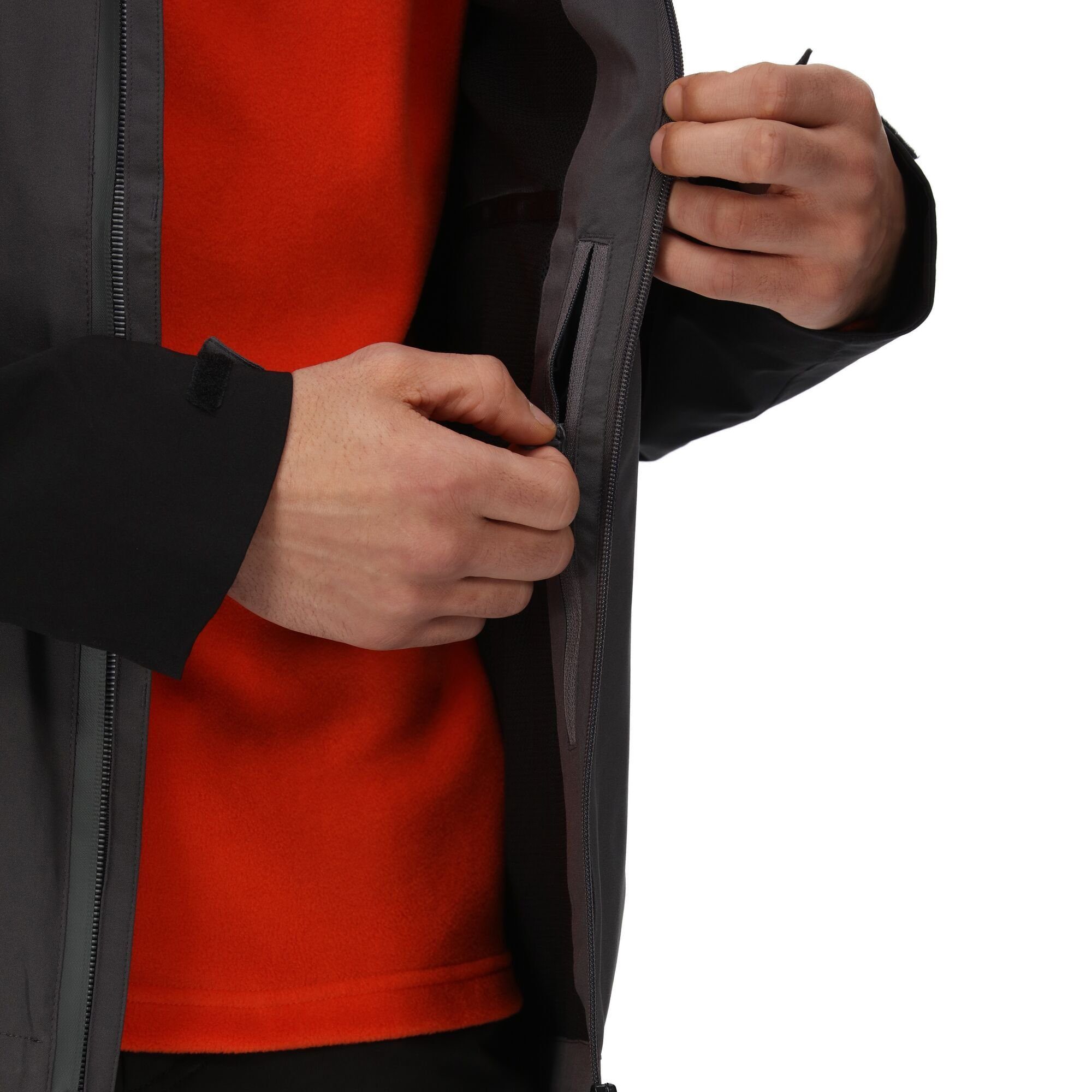 DkGrey/Black Kapuze Herren, für Outdoorjacke wasserdicht, Regatta Birchdale mit