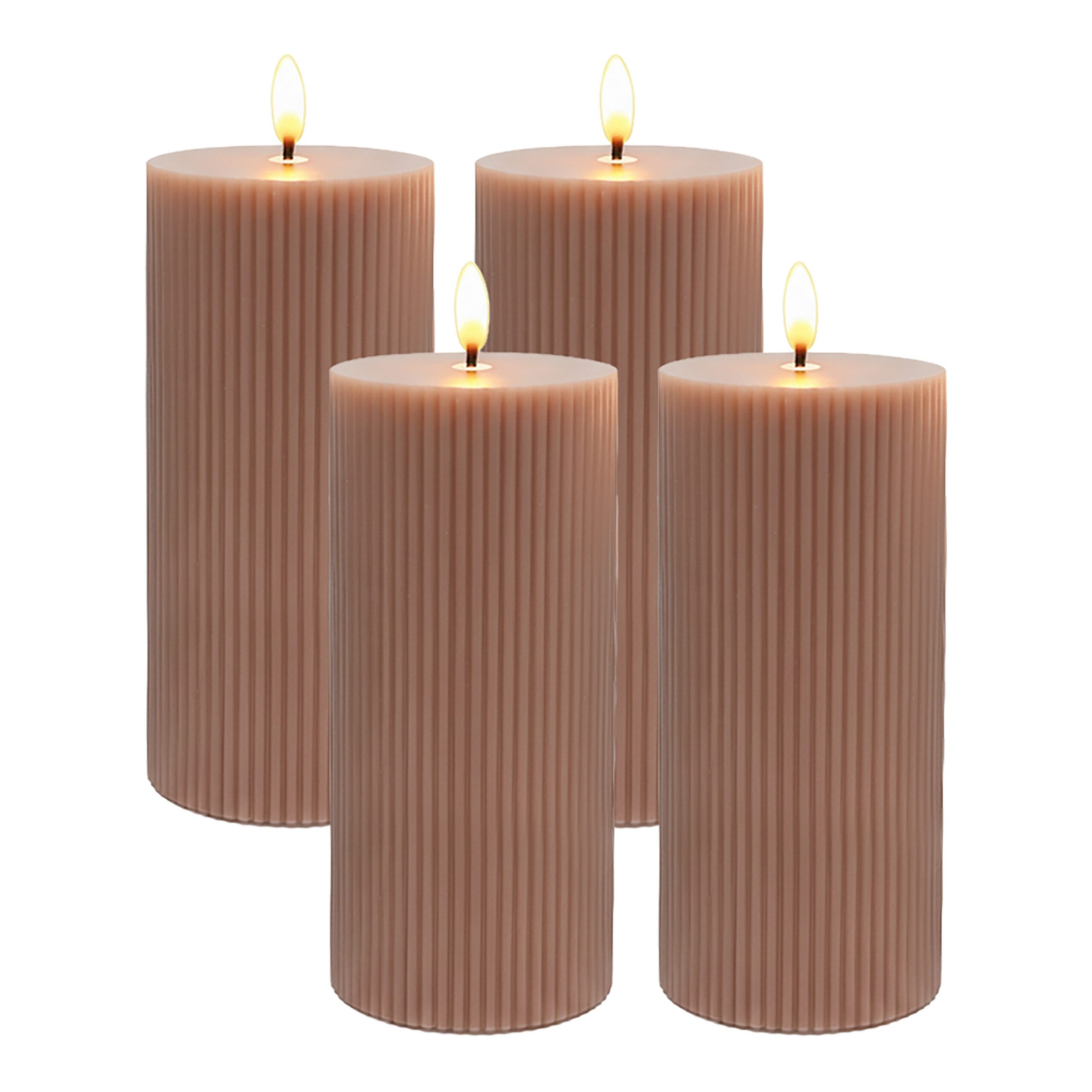 relaxdays LED-Kerze 4er Set 18 cm, Flammenlose LED-Kerzen mit flackernder Flamme, LED, Warmweiß, Altrosa