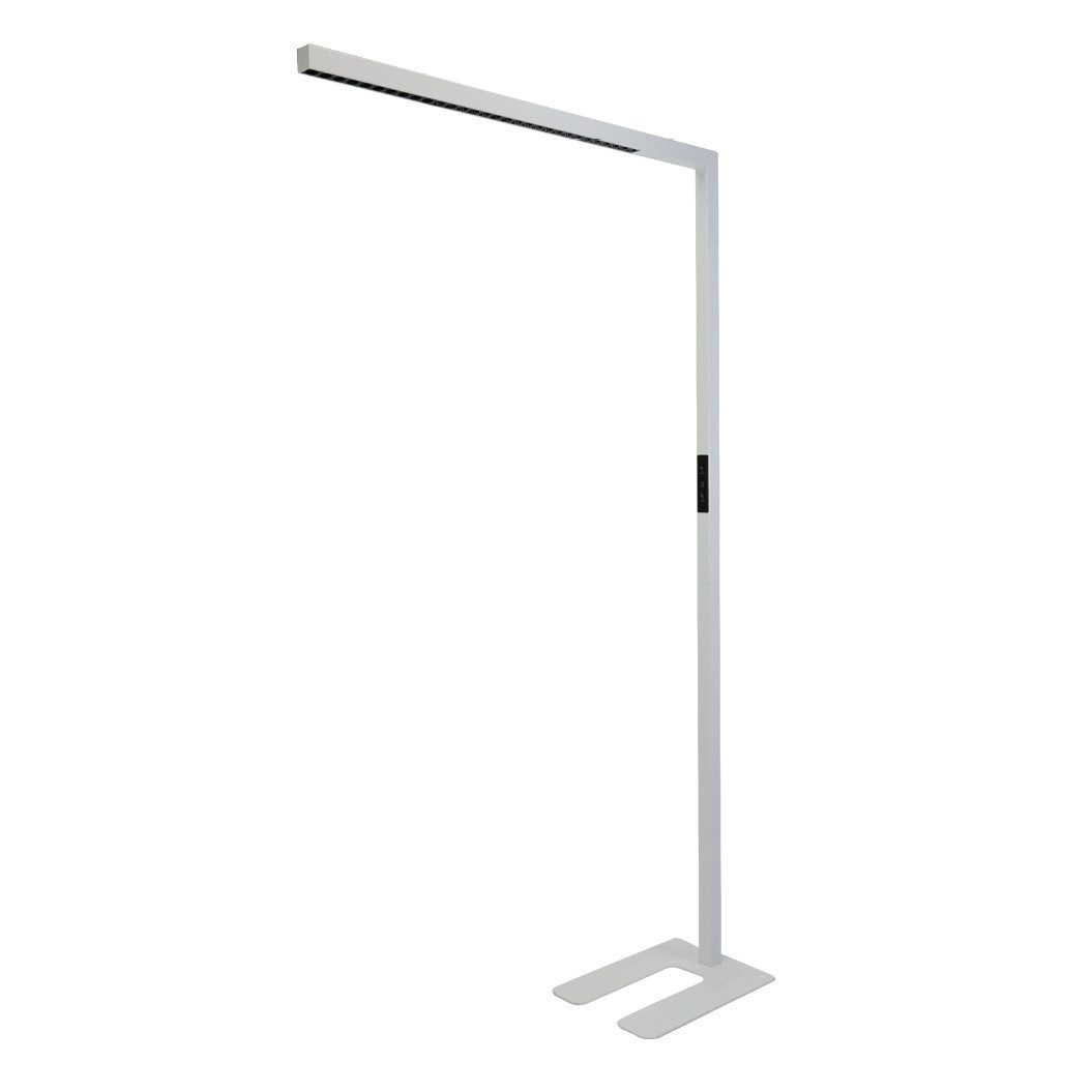 LUXULA LED Stehlampe schlanke Bürostehleuchte, LED fest integriert, Tageslichtweiß, einarmig, CRI98, UGR<16, augenschonendes Licht, Touch-Bedienung
