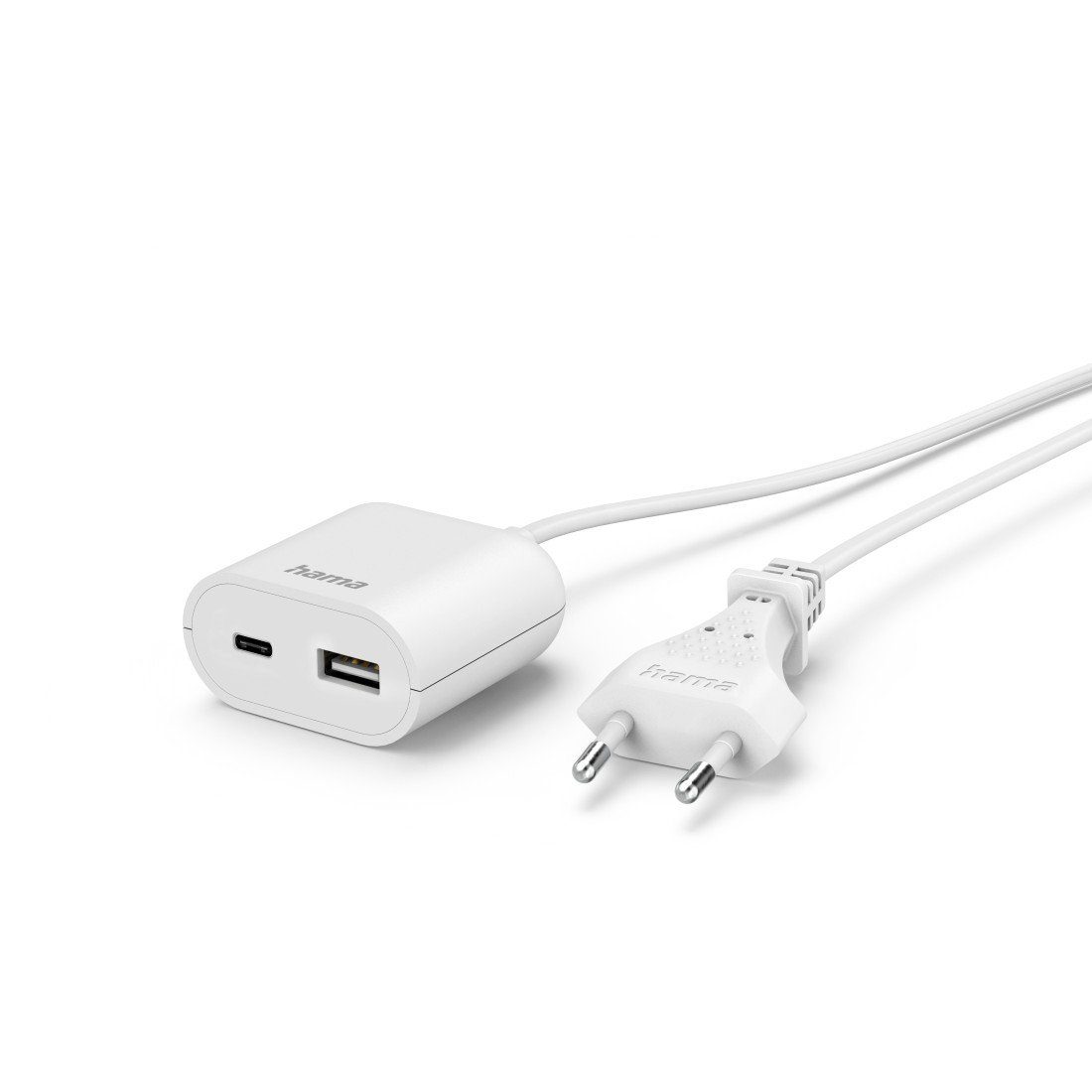 Hama USB Netzteil mit 1,9 m langem Kabel, 3,5A, 1x USB A, 1x USB C, Weiß USB-Ladegerät