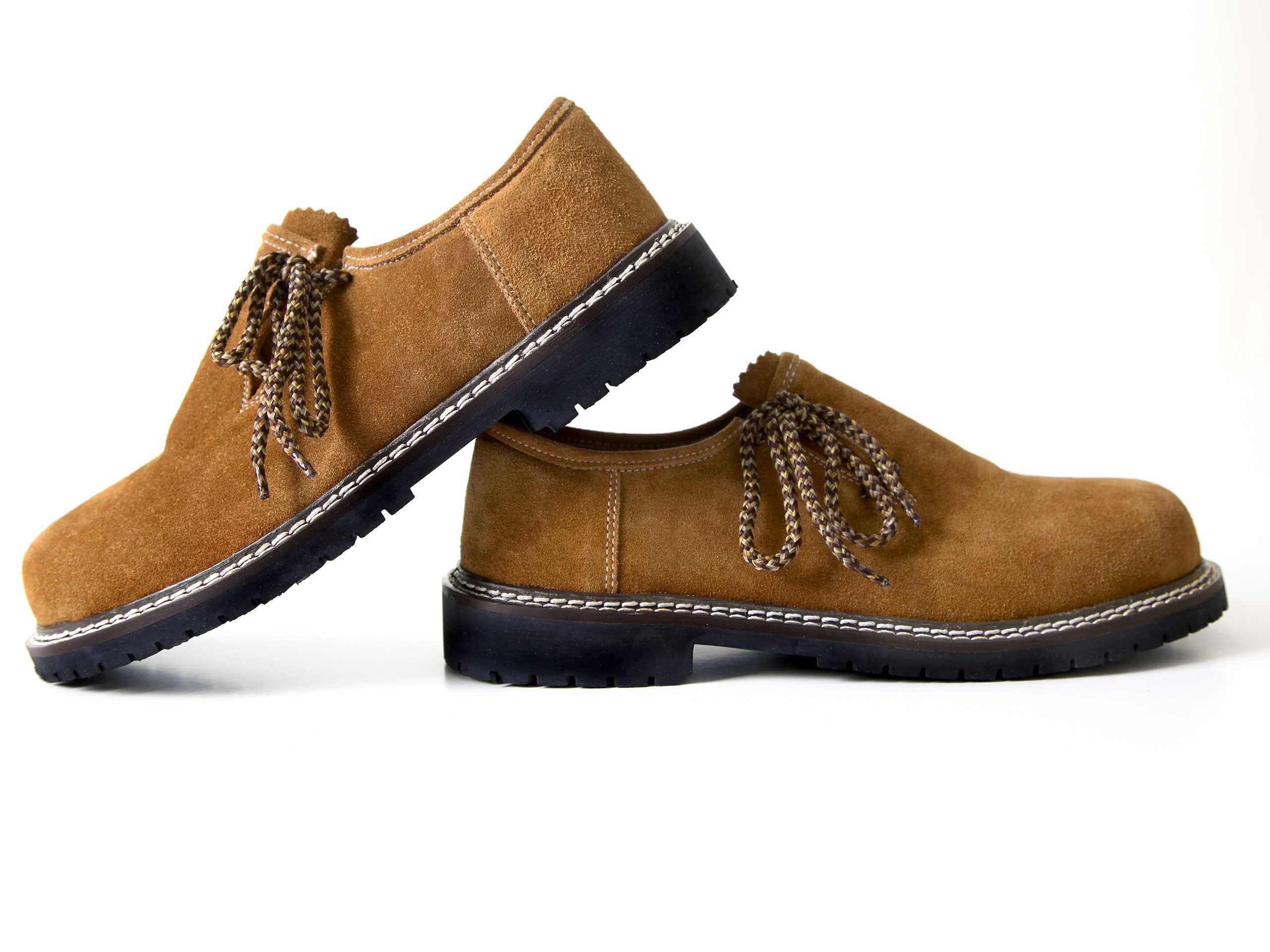 Almbock Trachtenschuhe Bavaria Rustica Schnürschuh (2-tlg) Rindsveloursleder mittelbraun