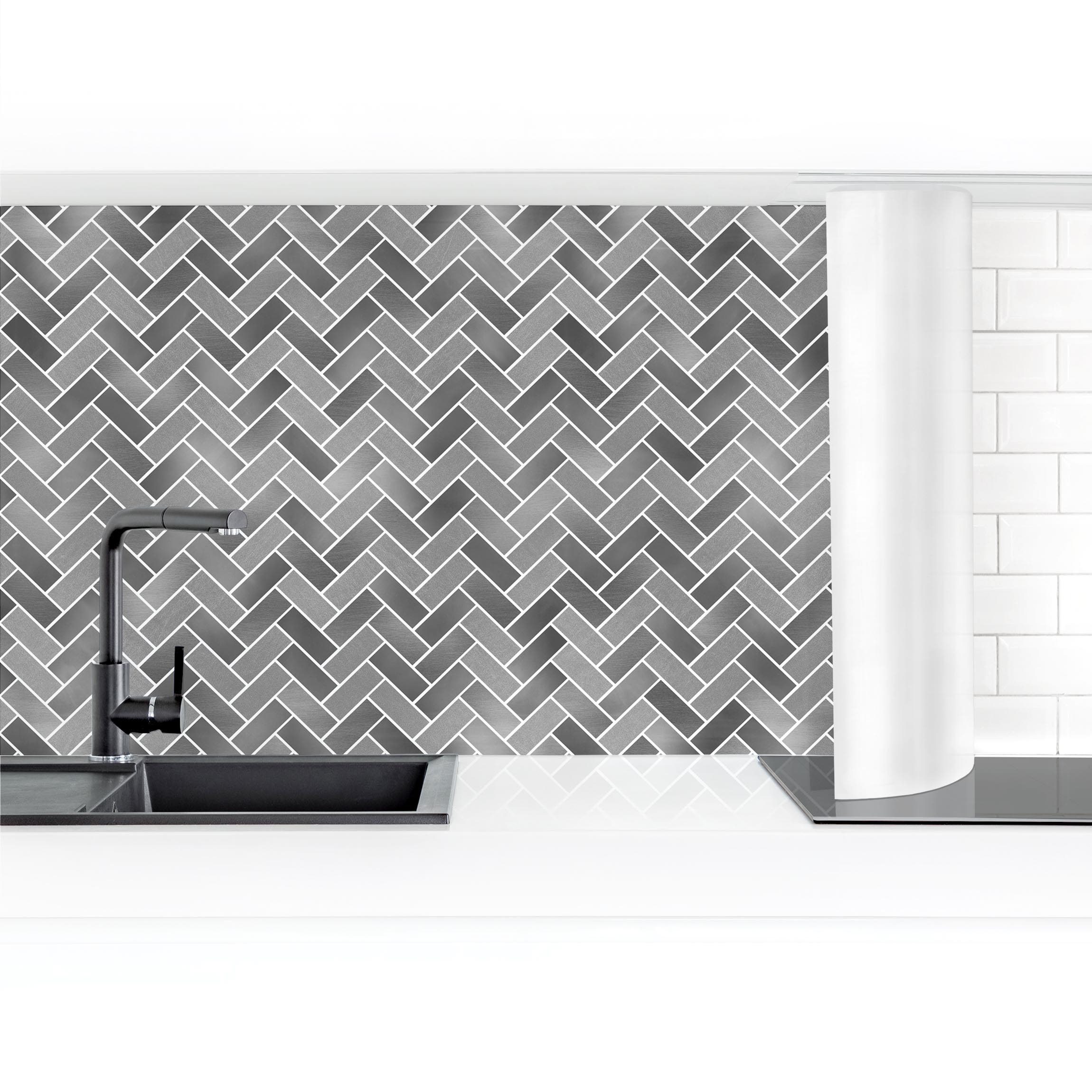 Bilderdepot24 Küchenrückwand selbstklebend grau mit Motiv, (1-tlg., Nischenrückwand - für Fliesenspiegel ohne Bohren - matt), Nischenrückwand Fliesenoptik fugenlos Wandpaneel Küche Herd