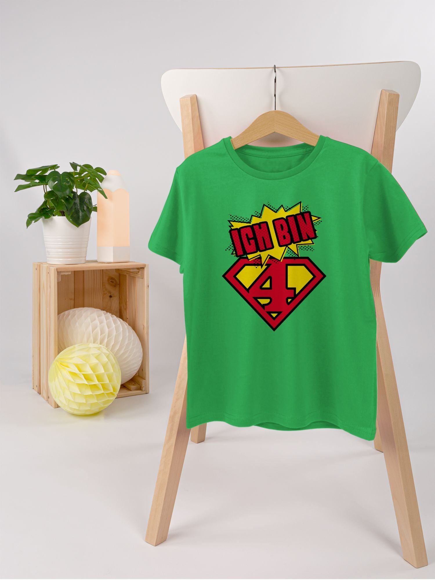 bin Geburtstag 2 Ich Shirtracer 4. Grün Superheld T-Shirt vier