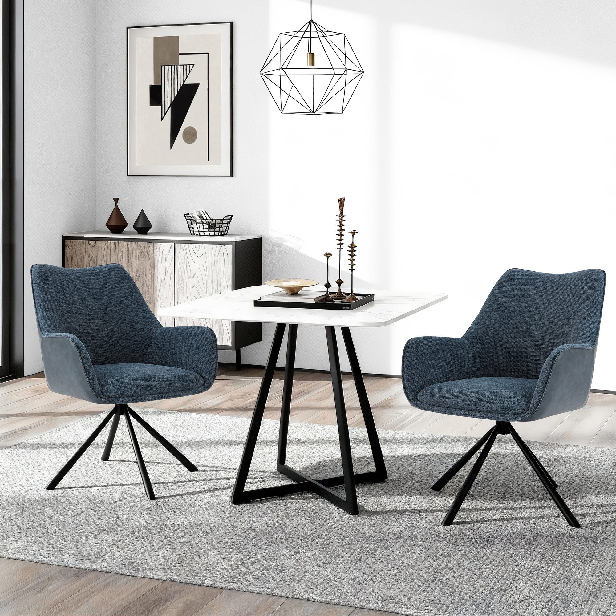 CHITA Polsterstuhl, Drehstuhl, Esszimmerstuhl, 360° drehbar, Verstellbare Füße