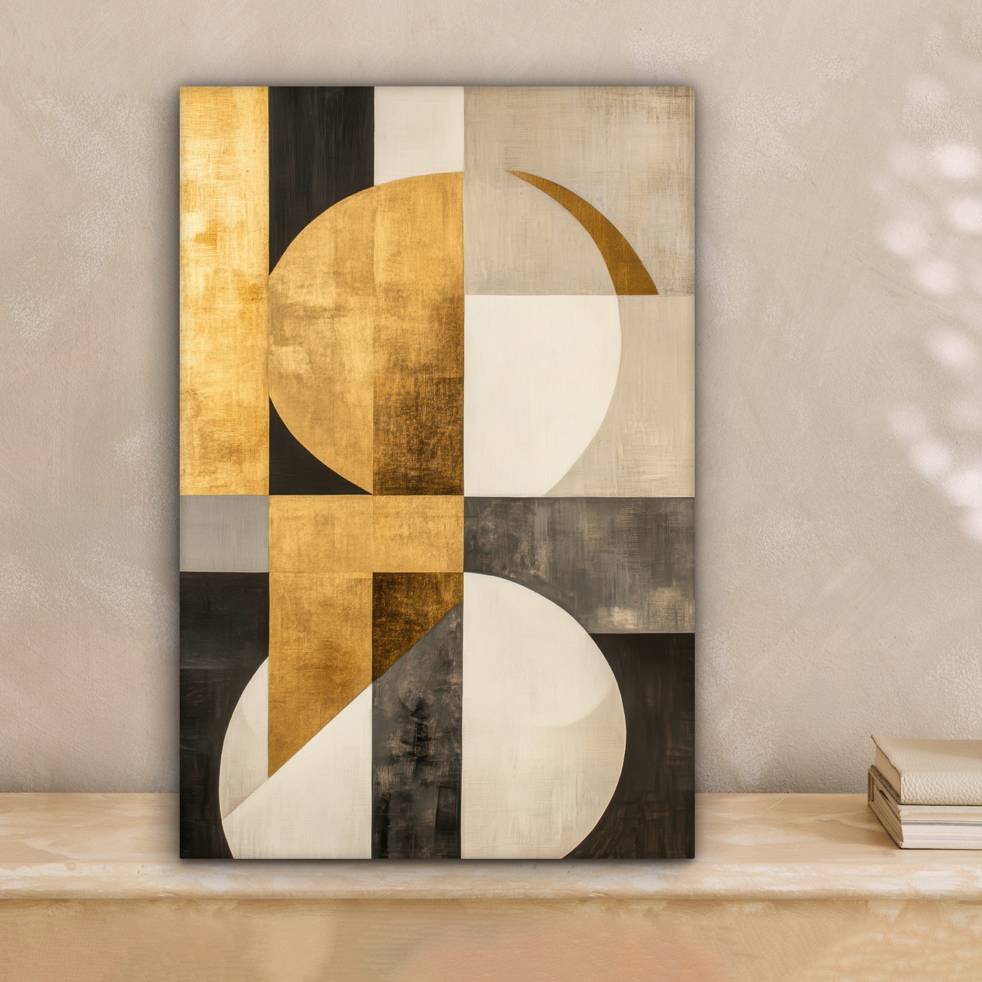 OneMillionCanvasses® Leinwandbild Abstrakt - Gold - Grau - Formen - Geometr günstig online kaufen