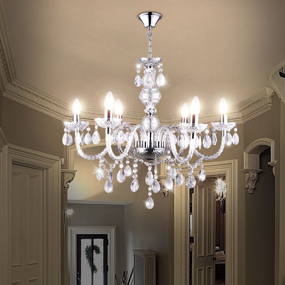 GLOBO LIGHTING Kronleuchter, Leuchtmittel inklusive, Warmweiß, LED Kronleuchter Decken- Hänge- Pendel- Lampe Design Leuchte Wohn-