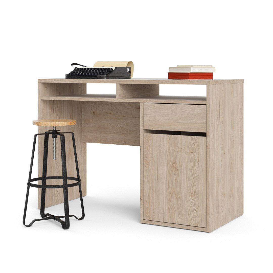 ebuy24 Schreibtisch Fula Schreibtisch 1 Tür und Schublade 1 Hickory-De