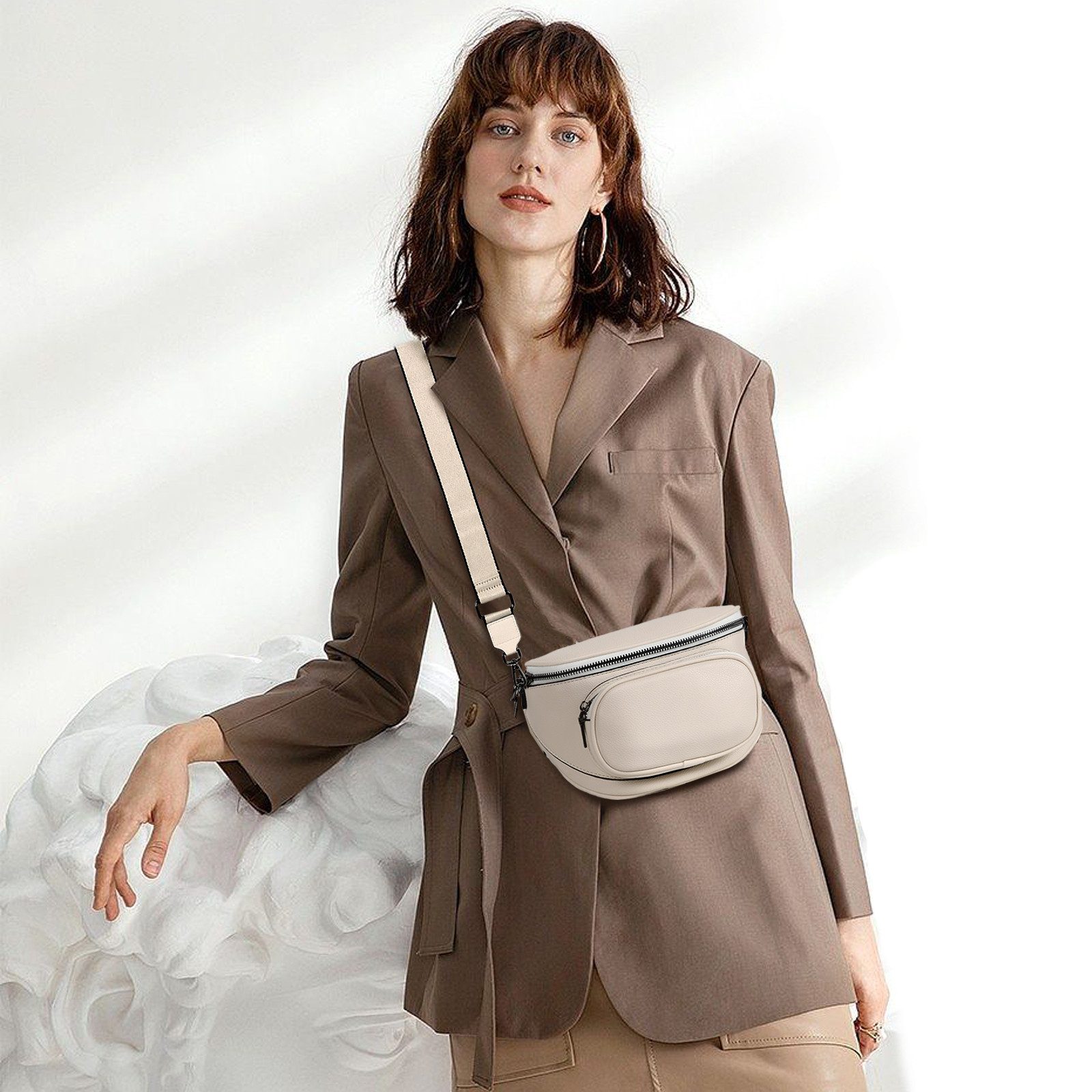 TAN.TOMI Bauchtasche Damen Bauchtasche,Umhängetasche Damen Klein Crossbody Bag Bauchtasche, als Schultertasche tragbar mit Verstellbare Schultergurte – Bild 2 von 5