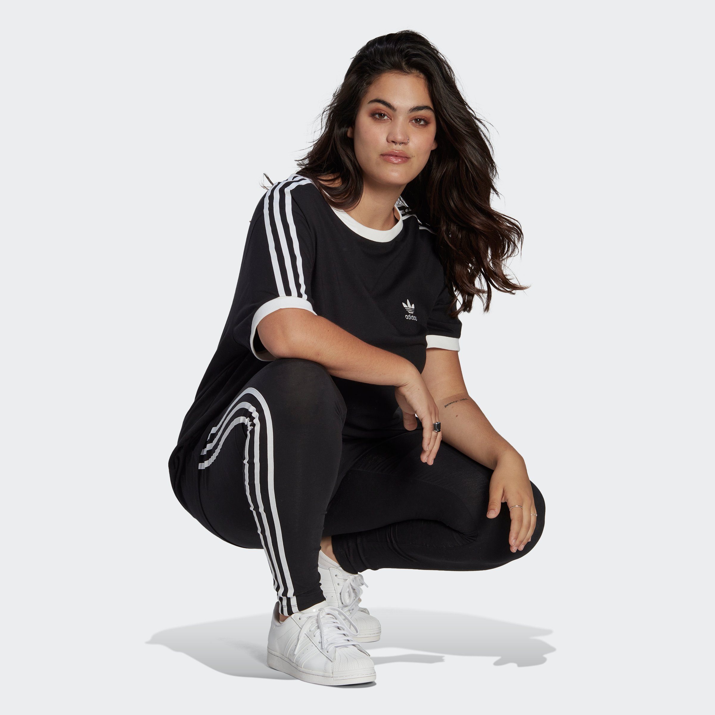 adidas Originals GROSSE 3-STREIFEN CLASSICS Black T-Shirt GRÖSSEN ADICOLOR –