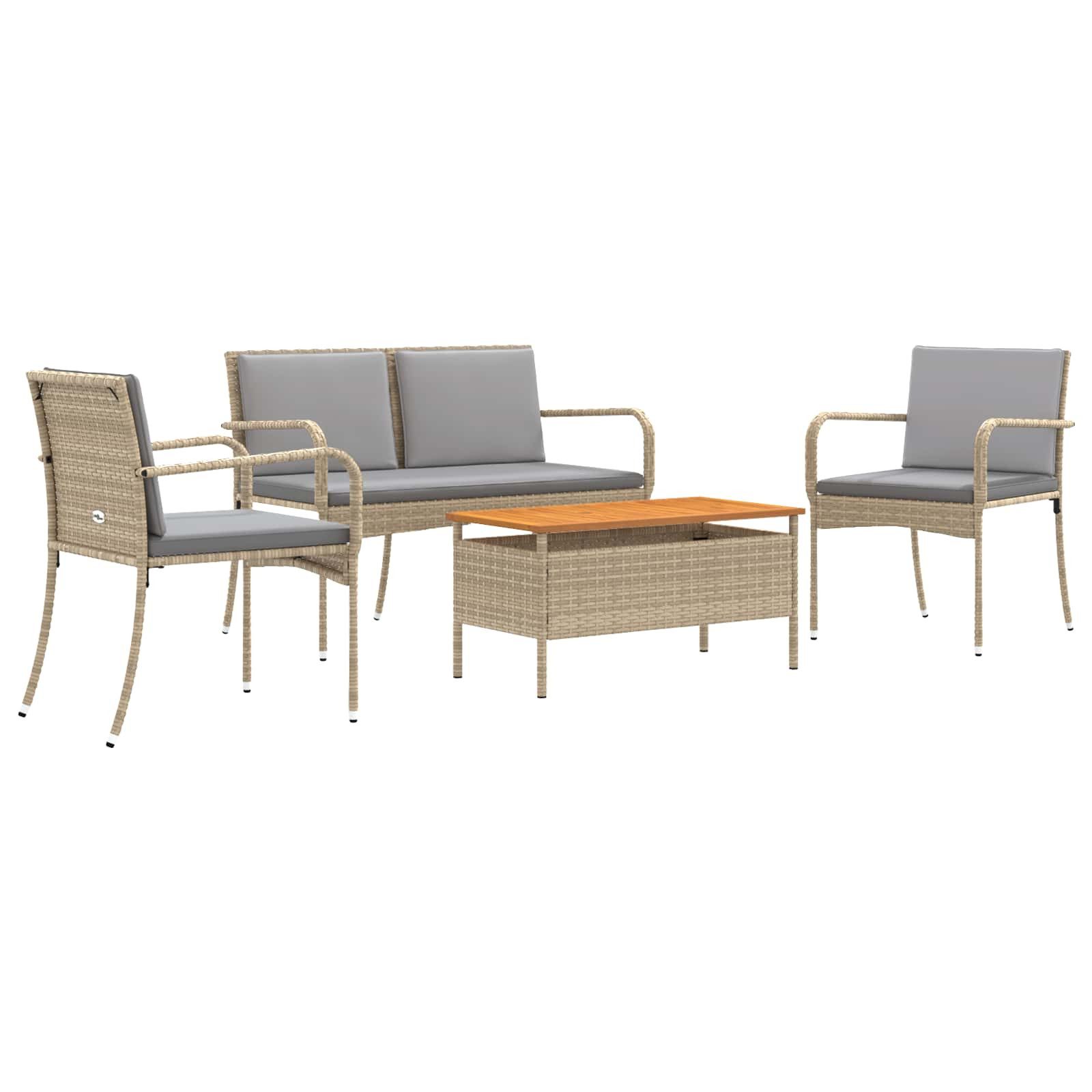 vidaXL Gartenlounge-Set Garten Set Beige Poly-Rattan, (1-tlg)