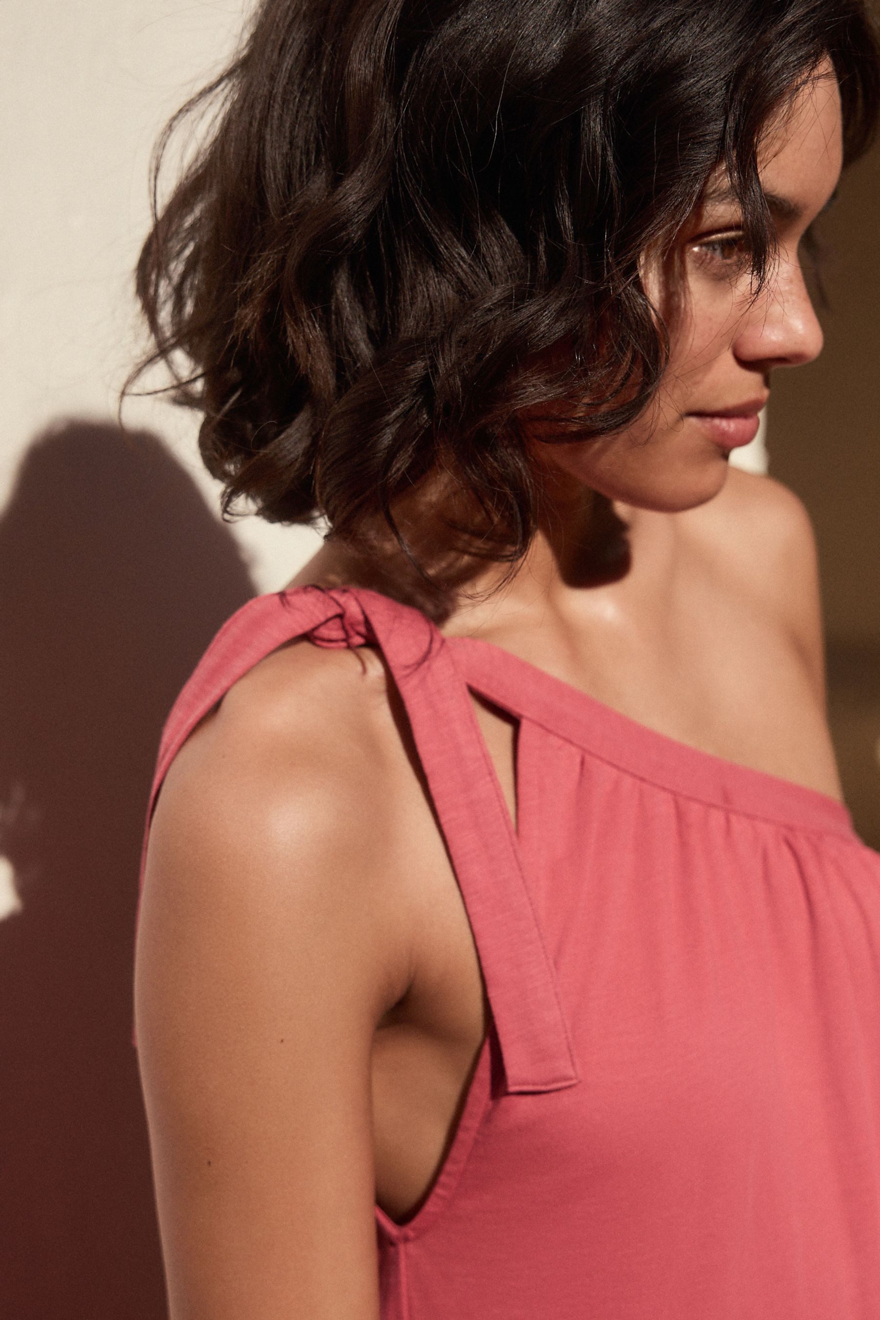 Next Midikleid Schulterfreies Midikleid aus 100 % Baumwolle (1-tlg)