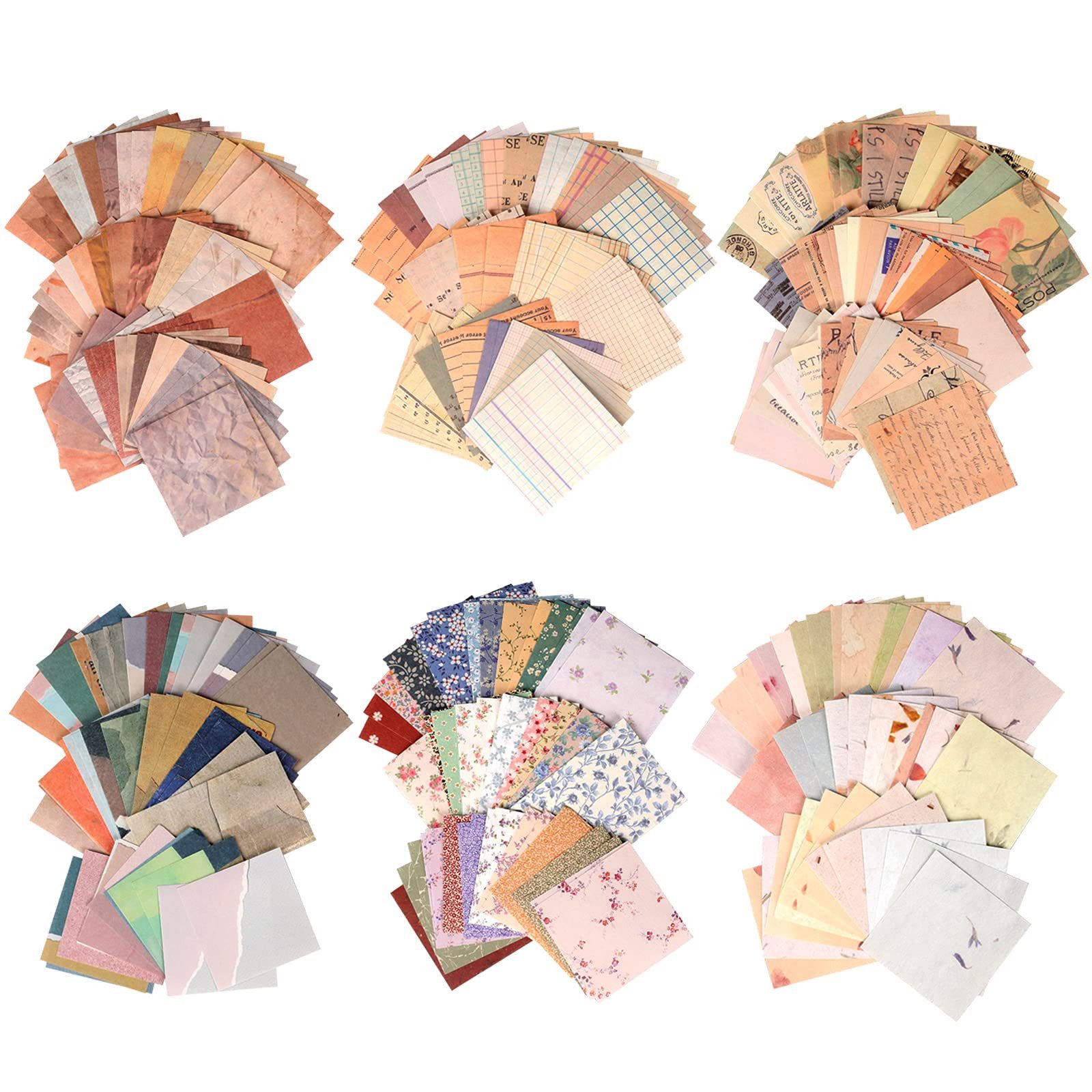 FOUORTUNATE-BEE Motivpapier 360 Blatt Scrapbook-Papier, Vintage-Papier mit vielen Mustern, für Fotoalben, Kalender, Notizbücher, Tagebücher und DIY-Dekoration