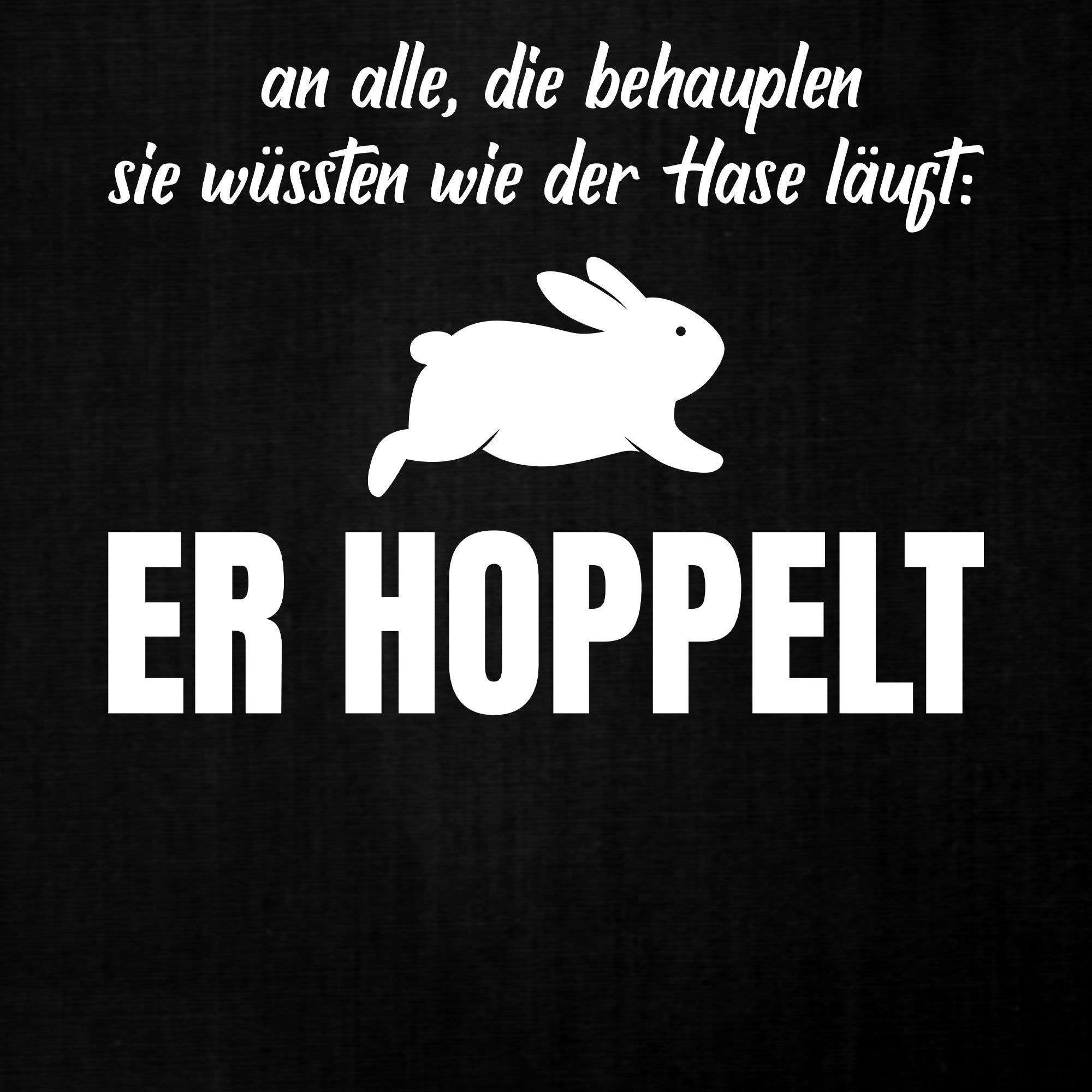 Quattro Statement Lustiger Formatee T-Shirt (1-tlg) Kaninchen Herren Hase - Er Hoppelt Schwarz Spruch Kurzarmshirt
