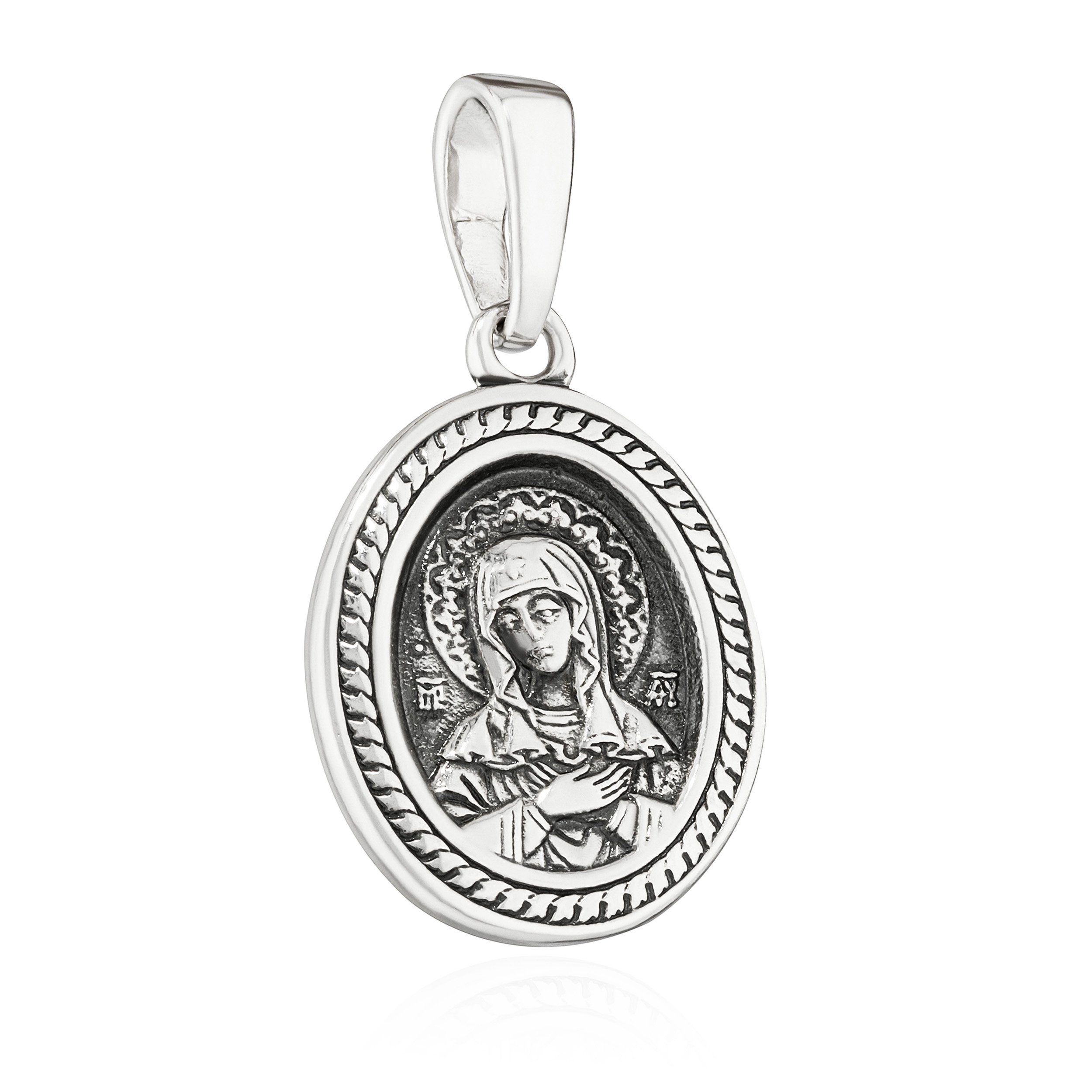 Kreuzanhänger Ikone Anhänger 925 Silber GottesMutter Rührung 18,5mm x 15,3mm Eleganz