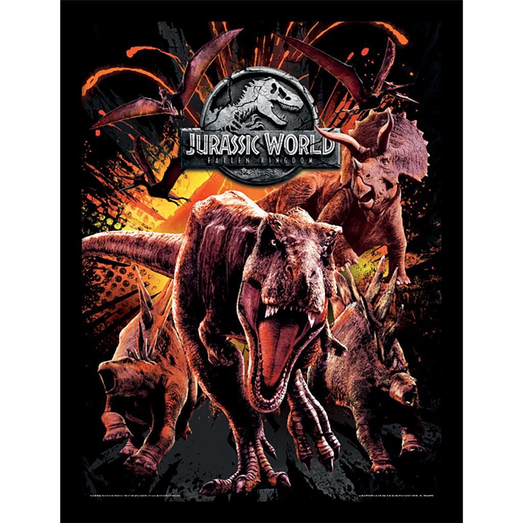 Jurassic Park Bild mit Rahmen Jurassic World Fallen Kingdom Montage, Kunstdruck