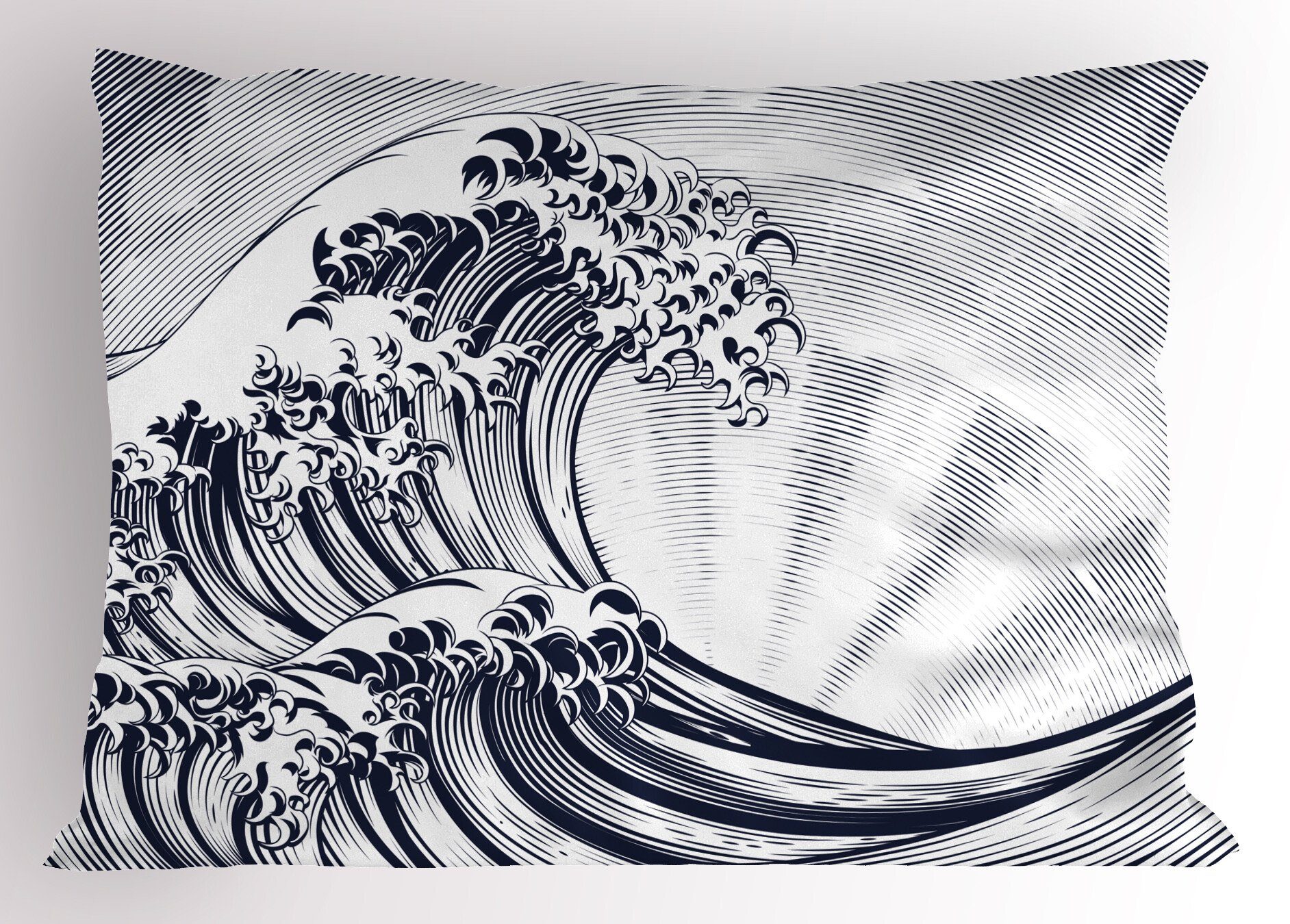 Kopfkissenbezug, Size Standard Stück), (1 Kissenbezüge Oriental Abakuhaus Waves Dekorativer Hokusai Japanese Gedruckter